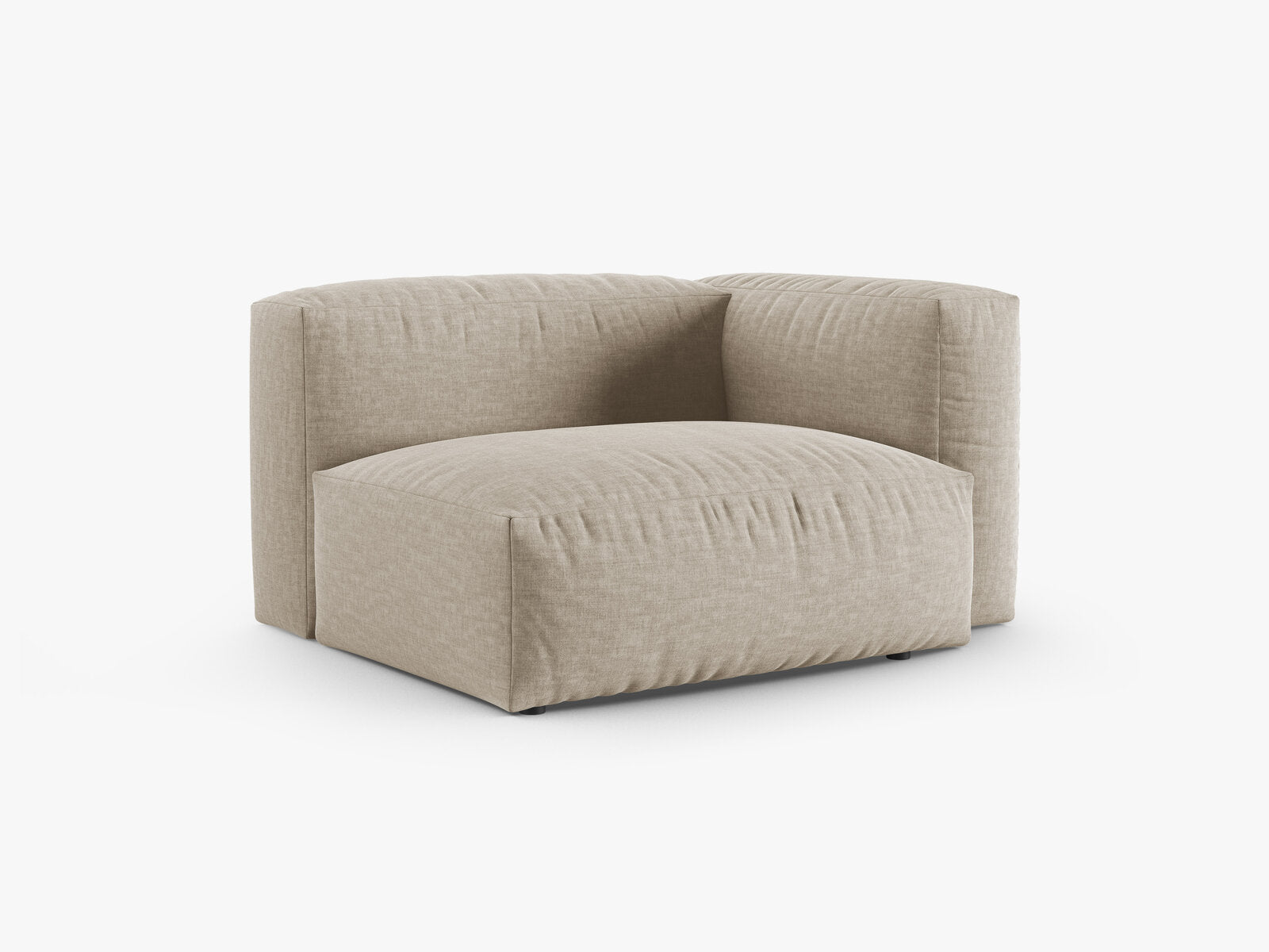 Micadoni Eckmodul mit Armlehne Martina 1-Sitzer 90cm Sitztiefe Rechts Strukturierter Stoff Boston Helles Beige