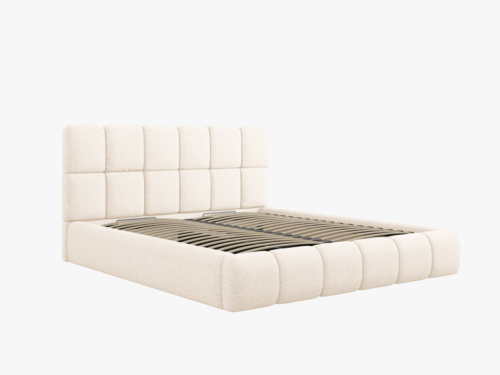 Micadoni Stauraumbett mit Kopfteil Bellis Chenille Haga Hellbeige