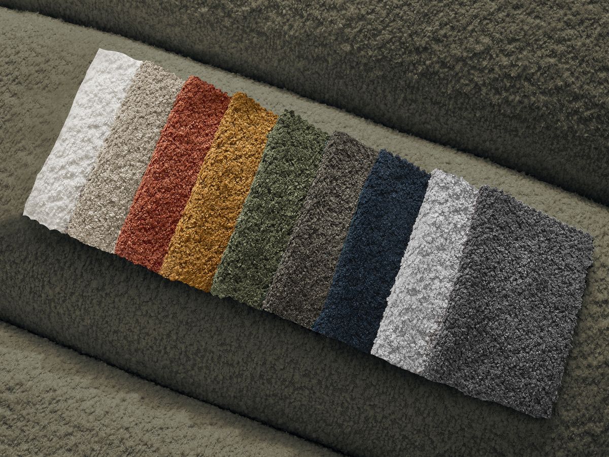 Bobochic Annecy Pouf Bouclé-Stoff Grün