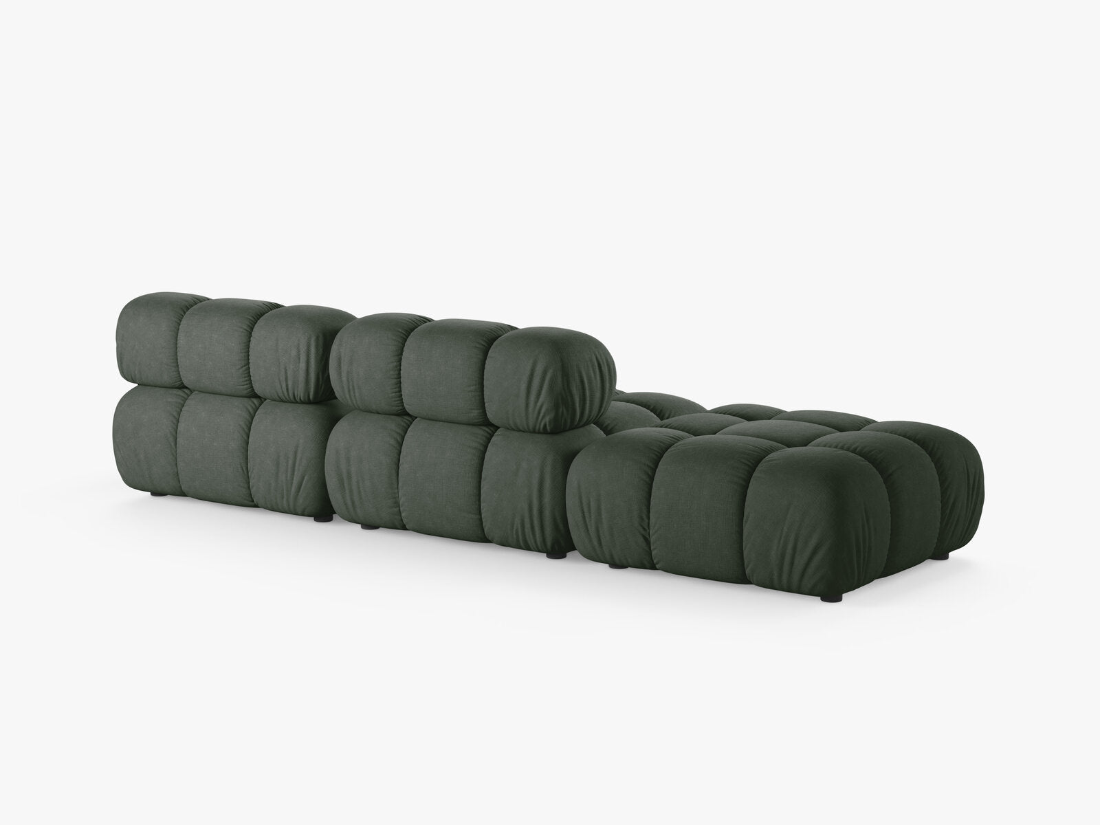 Micadoni Modulares Sofa Bellis 4-Sitzer Links Strukturierter Stoff Liberty Moßgrün