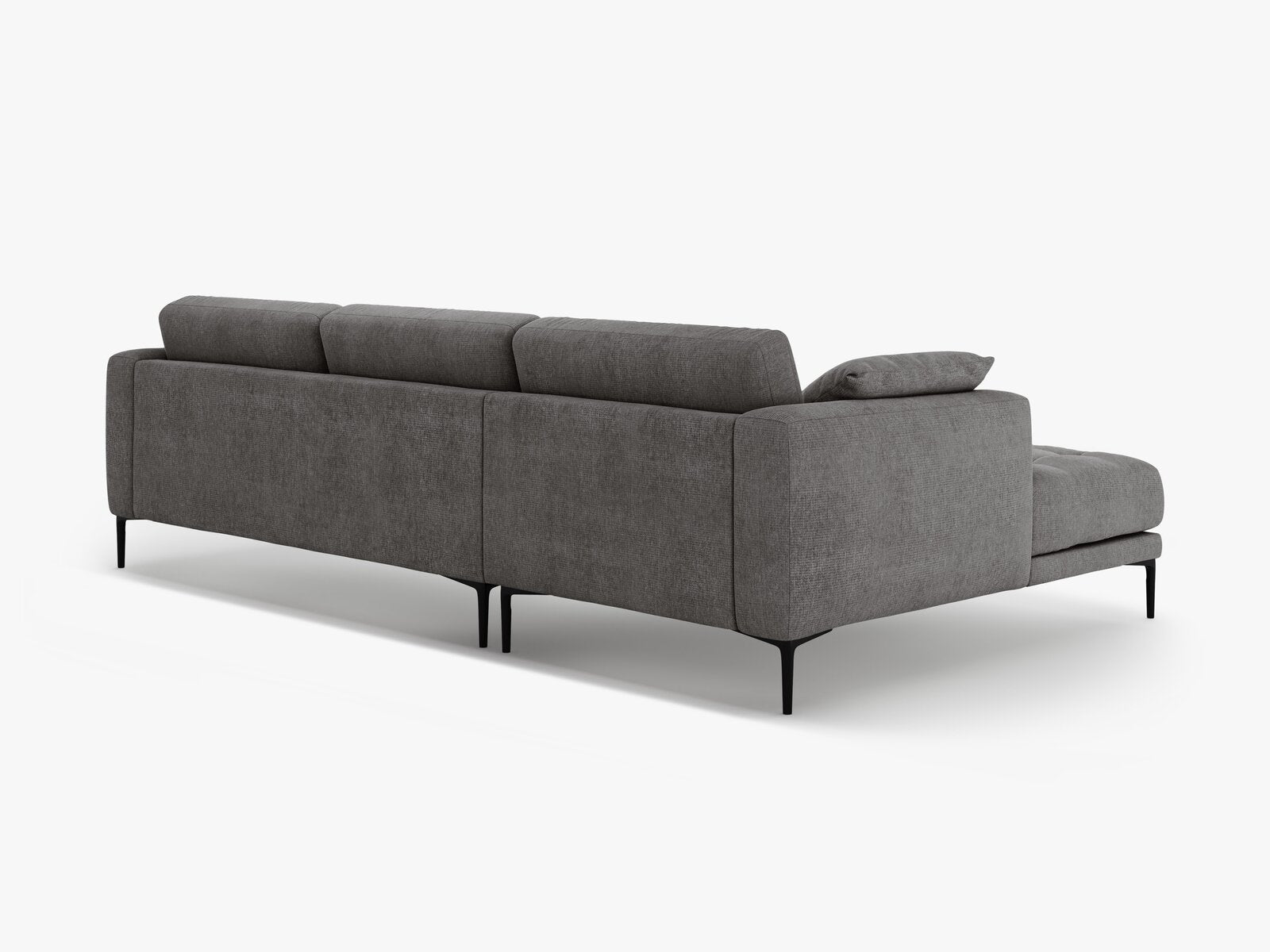 Micadoni Ecksofa Bemy 3-Sitzer Links Strukturierter Stoff Grau
