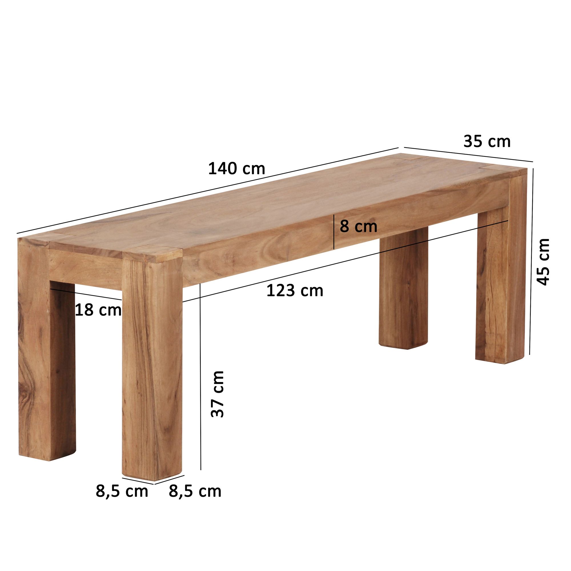 Essbank Aalvik Massivholz Akazie Breite 140 cm