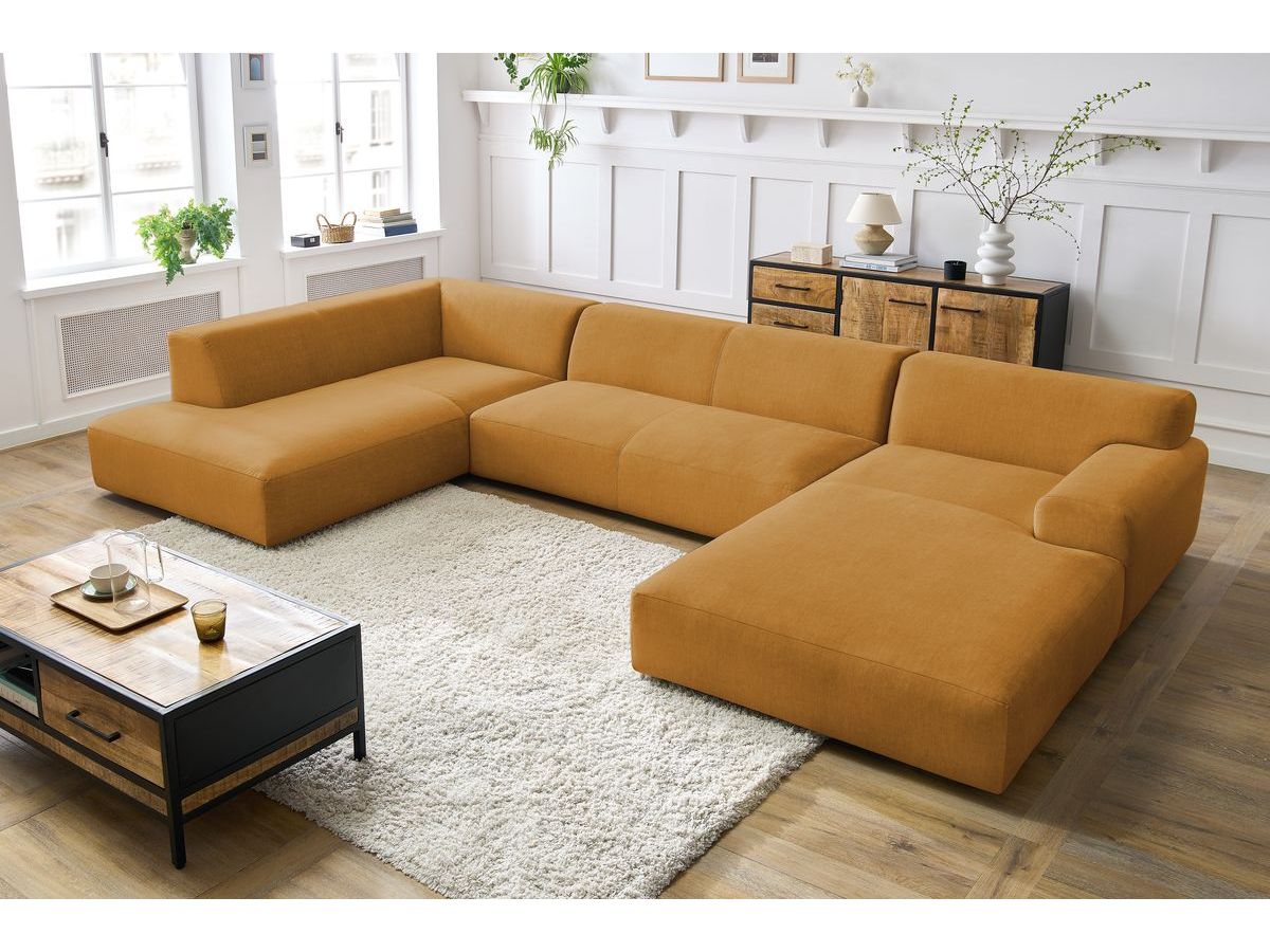 Bobochic Lavena Wohnlandschaft 399 × 220 cm Samt Gelb Ecke rechts