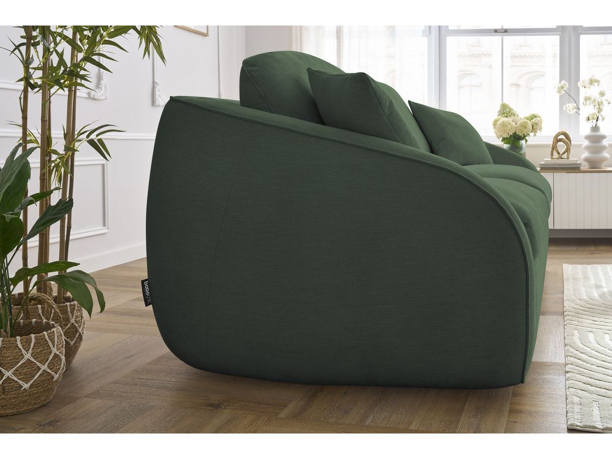Bobochic Cezanne Schlafsofa 3-Sitzer Stoff Grün, Liegefläche 140 × 194 cm