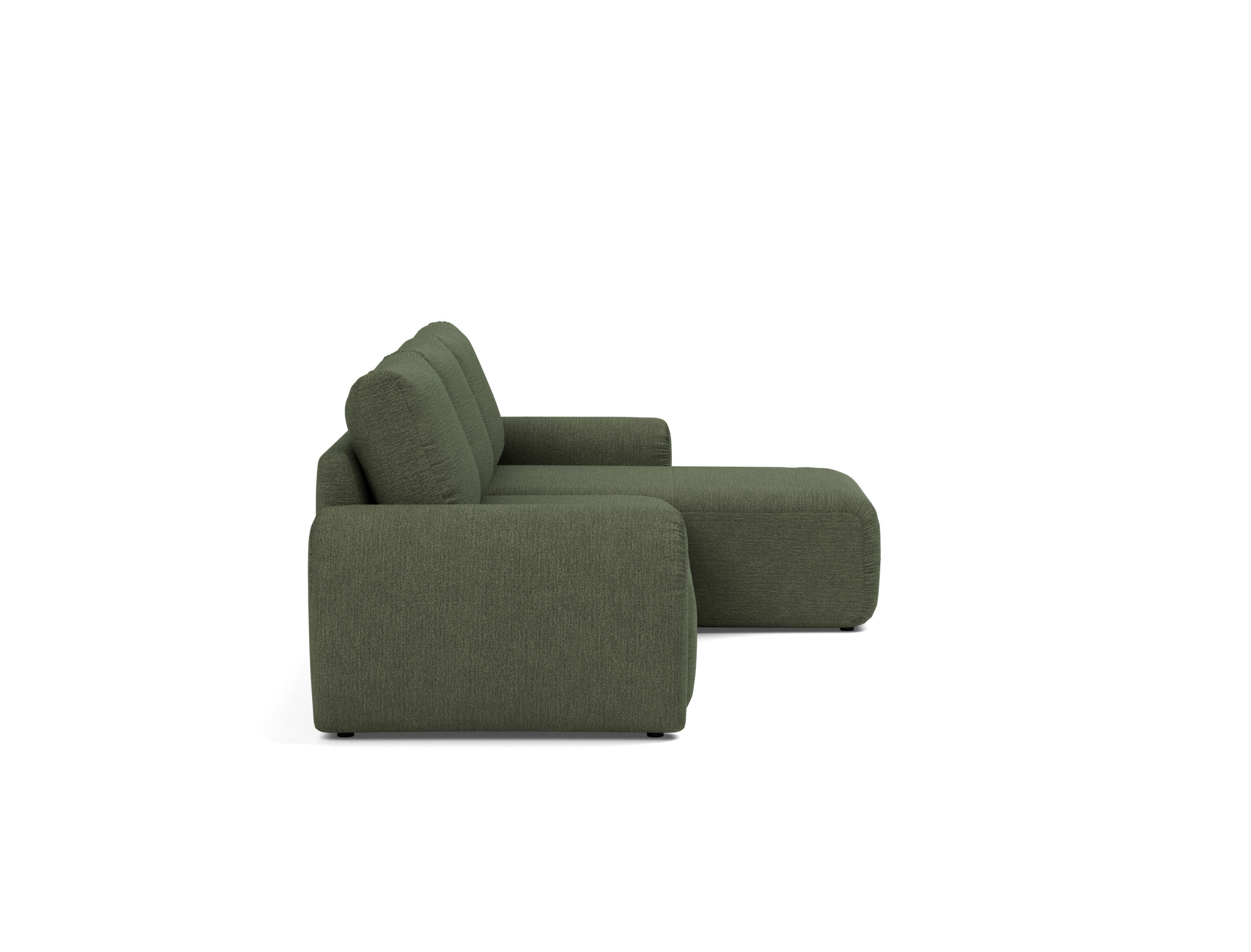 Schlafsofa Norum mit Chaiselongue und Curve-Armlehnen Strukturierter Stoff Taura 353-Forest
