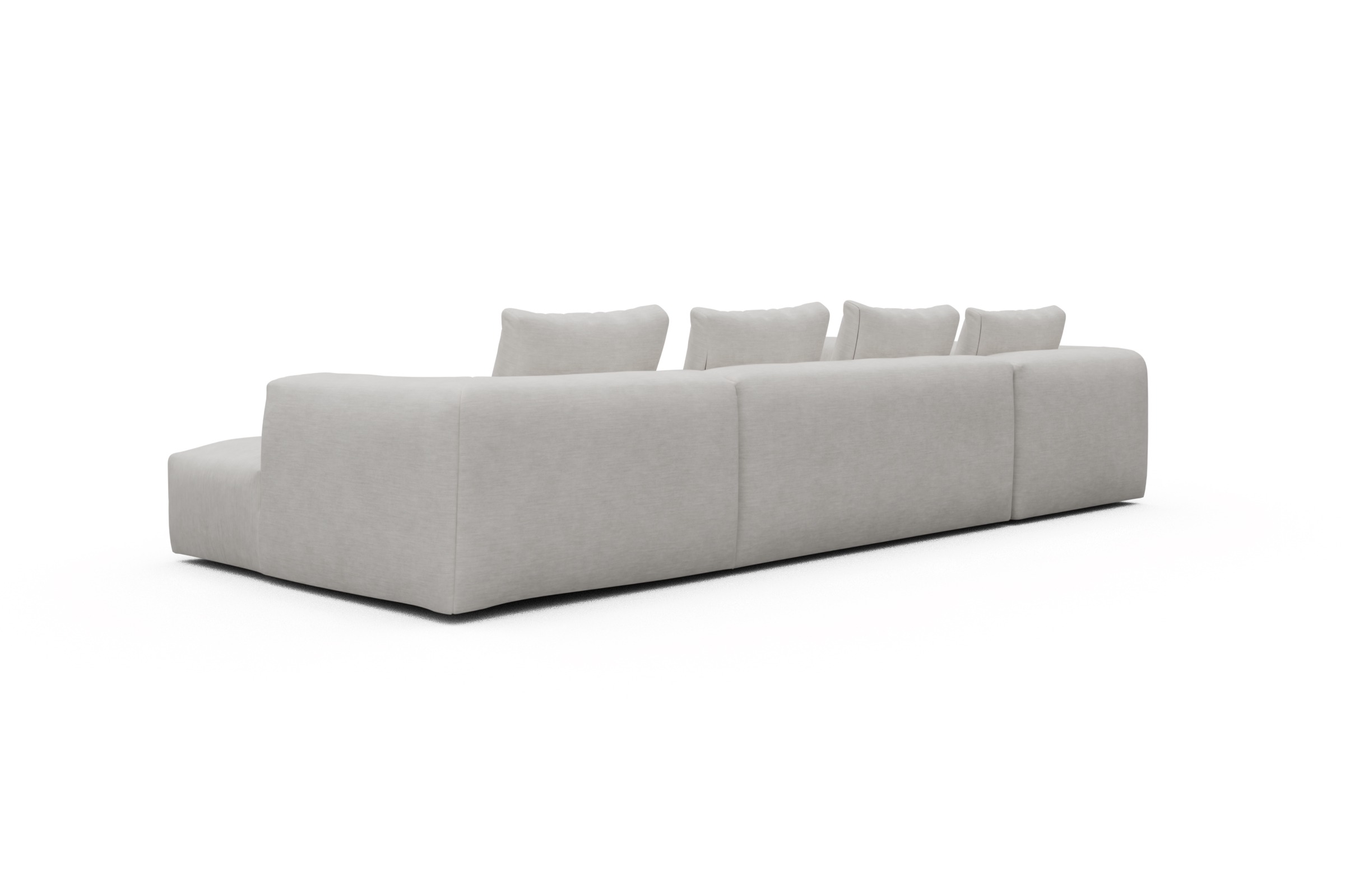 Wohnlandschaft Fred Chaiselongue rechts mit 2-Sitzer und lange Armlehne links Vivus-Dusty-Off-White