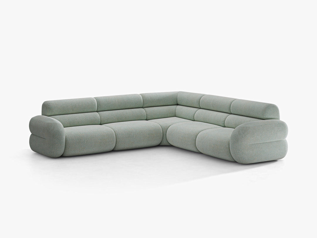 Micadoni Neo Modulares Ecksofa 7-Sitzer Chenille SILENCIO Gedämpftes Blau