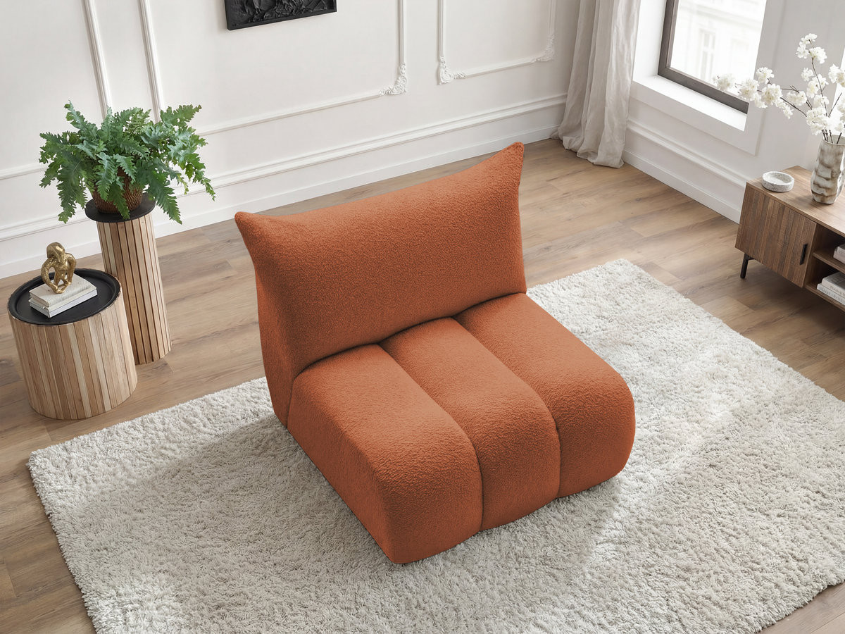 Bobochic Azra Sofamodul 1-Sitzer 90 × 112 cm Bouclé-Stoff Orange