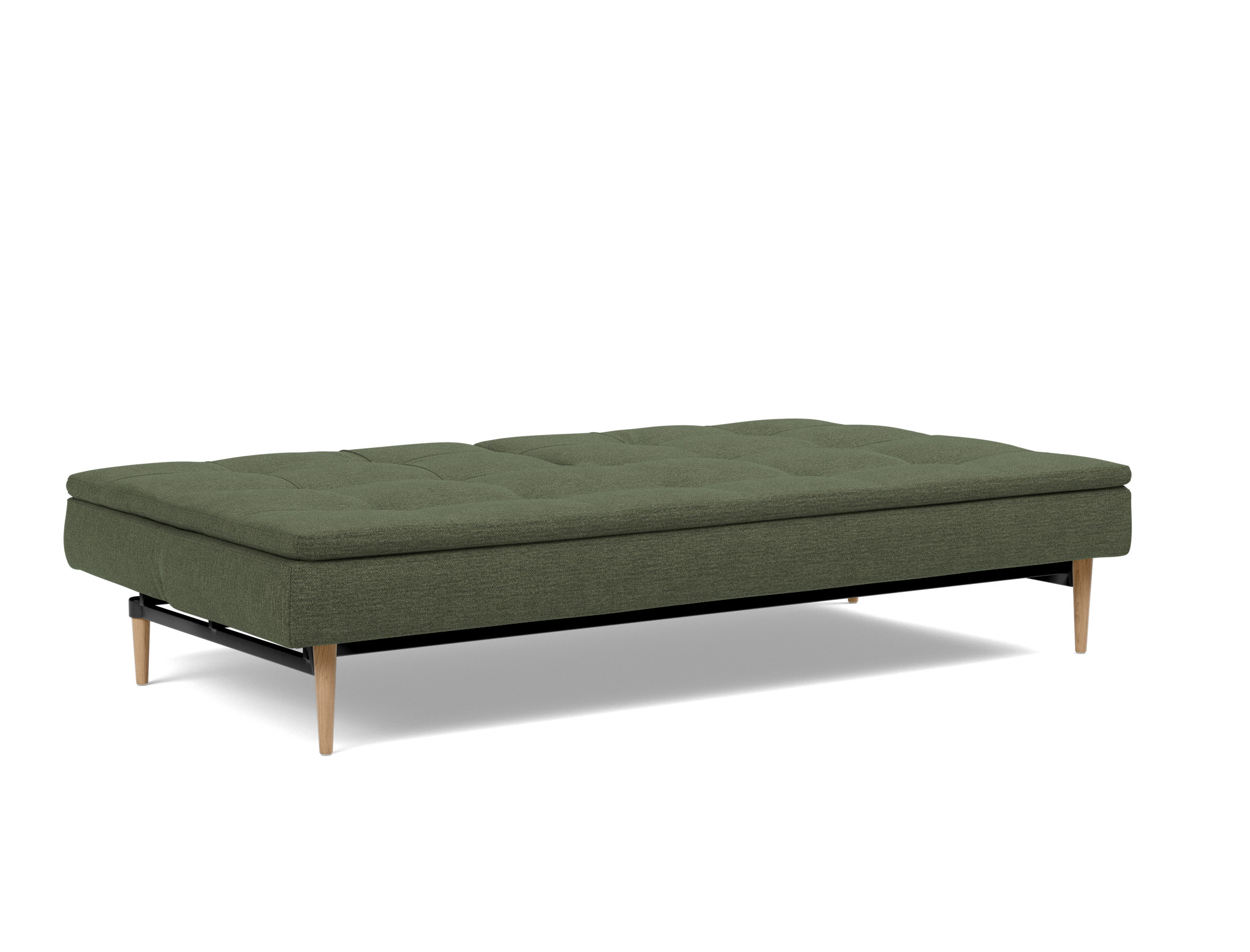 Schlafsofa Dublexo Strukturierter Stoff Taura 353-Forest Beine Styletto Eiche hell