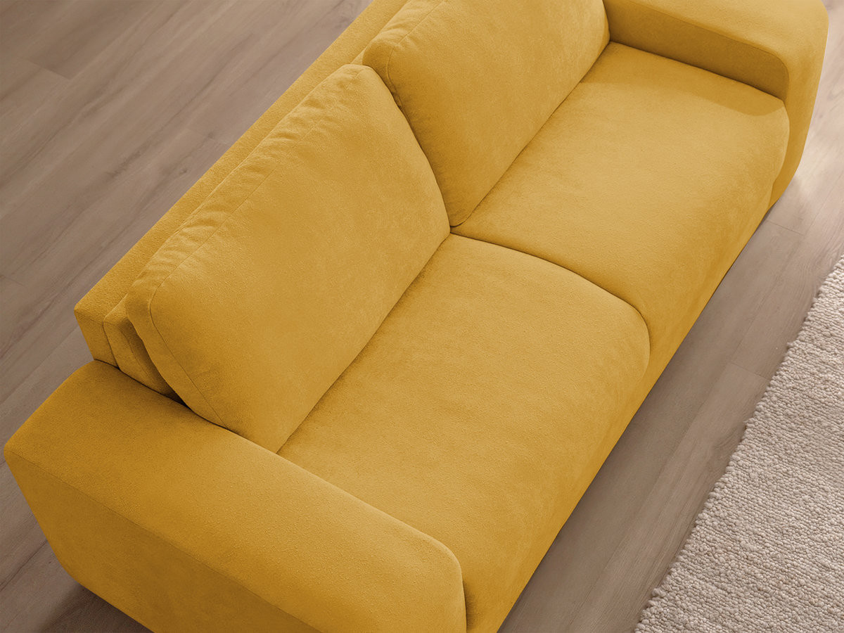 Bobochic Ibiza Schlafsofa 3-Sitzer Strukturstoff Gelb, Liegefläche 140 × 196 cm