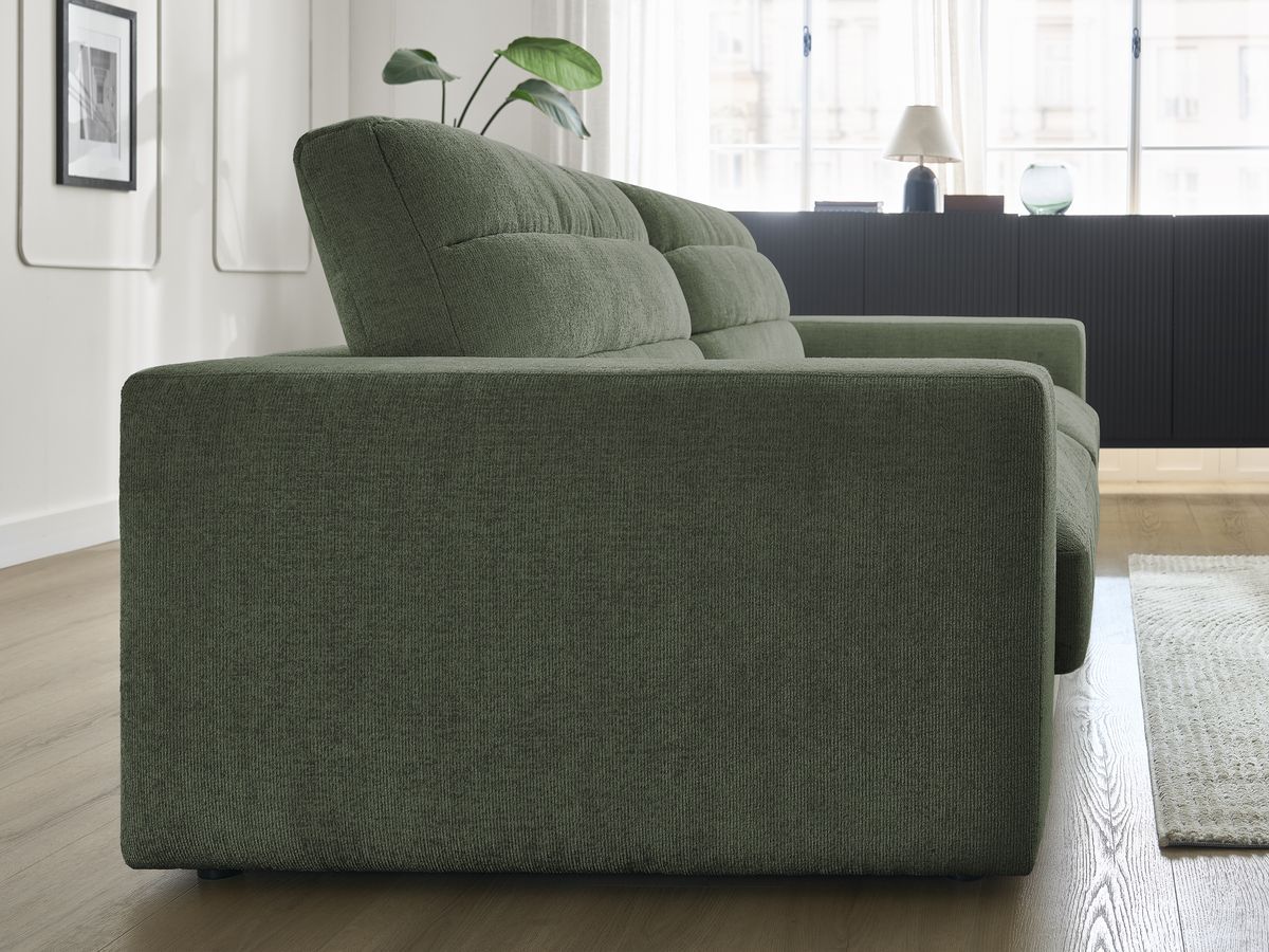 Bobochic Sierra Sofa 3-Sitzer Strukturstoff Dunkelgrün