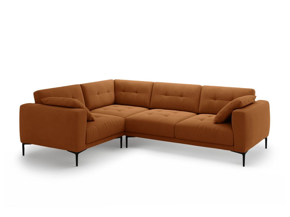 Cosmopolitan Design Ecksofa Lazio 4-Sitzer Samt Salvador Terrakotta Links