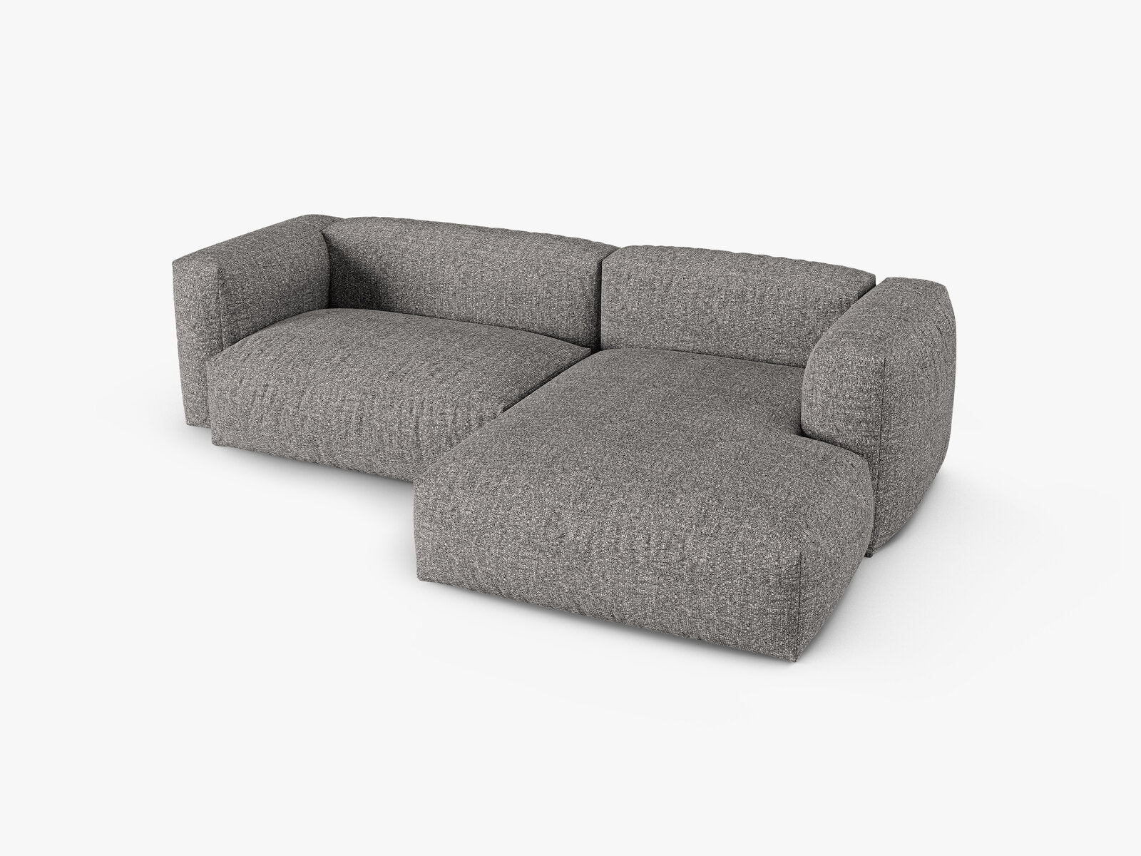 Micadoni Ecksofa Martina 2-Sitzer 90cm Sitztiefe Rechts Boucle Monet Graphit