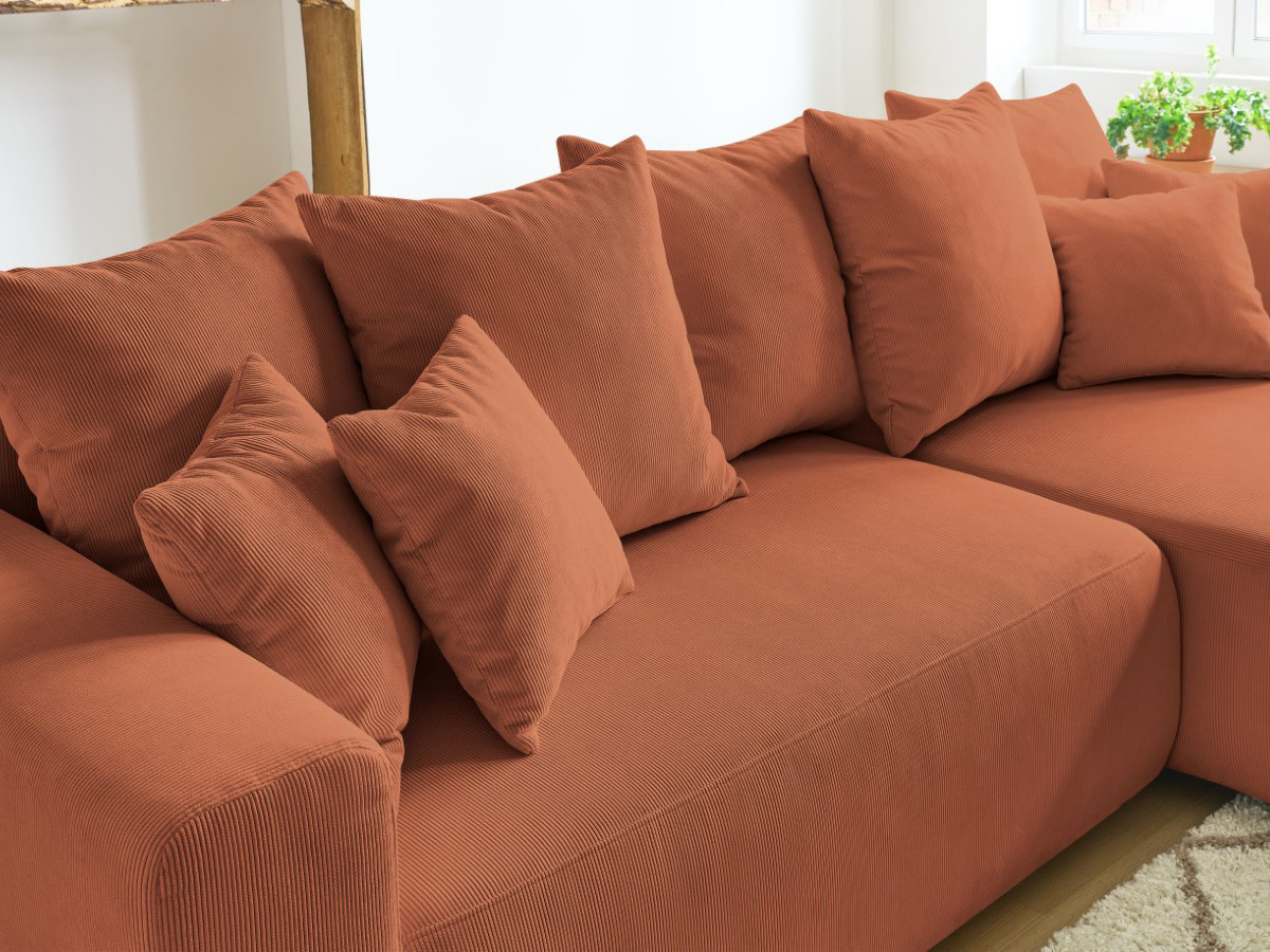 Bobochic Envy Ecksofa mit Schlaffunktion und Bettkasten Cordsamt Orange