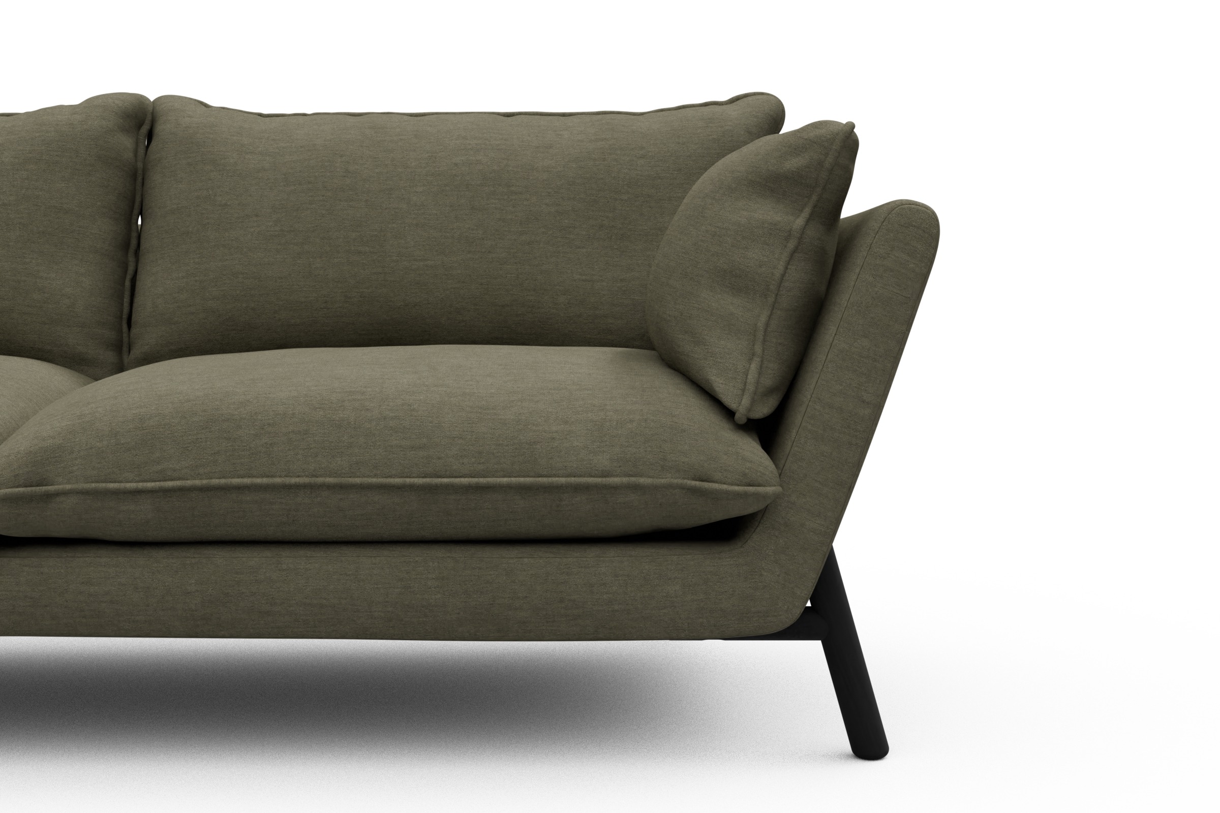 Sofa Emil PREMIUM 2-Sitzer Beinfarbe Eiche Schwarz Vivus-Dusty-Olive