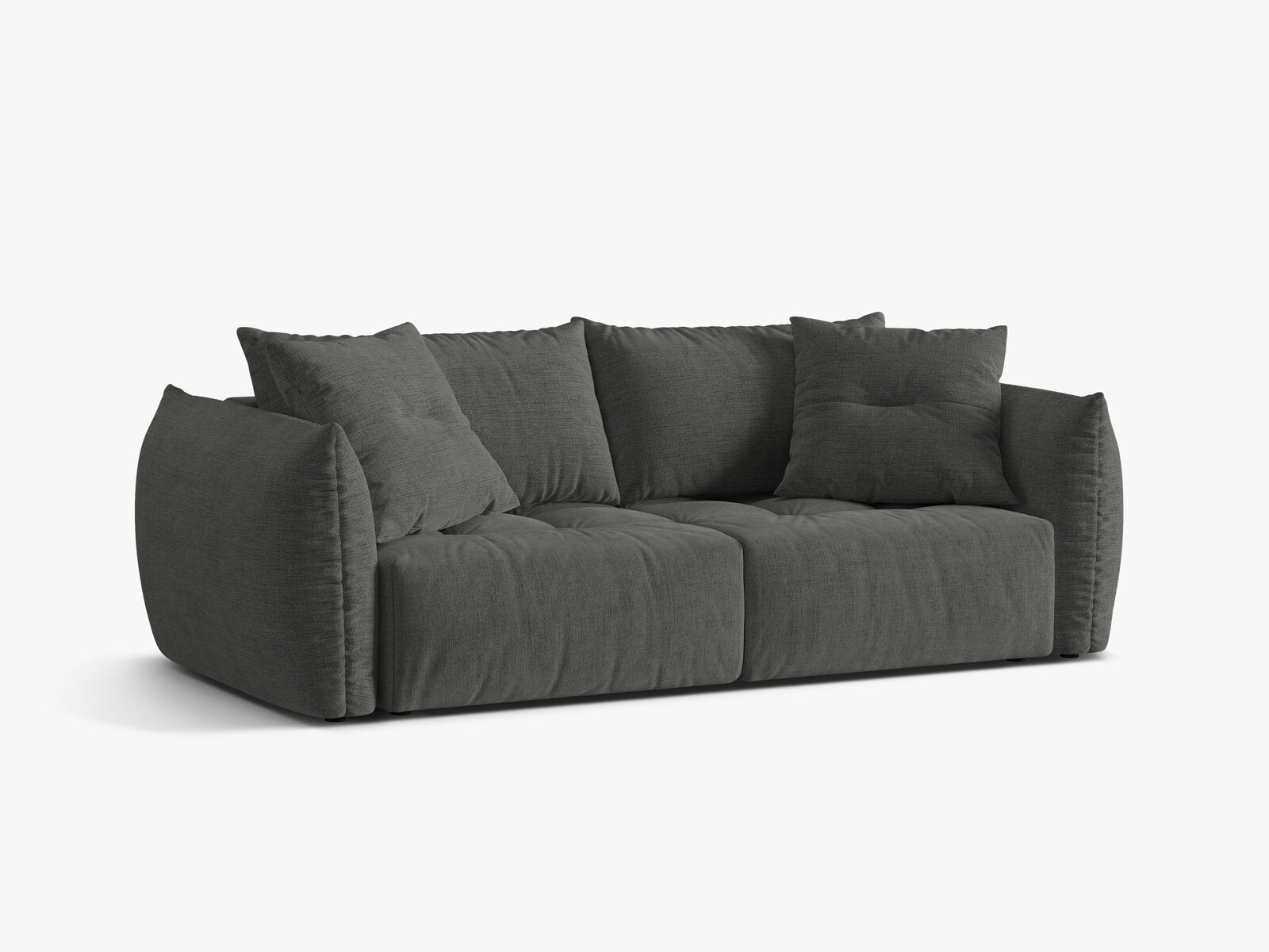 Micadoni Bloom Samtiges Sofa Mit Bettfunktion Und Stauraum Strukturierter Stoff Wind Dunkelgrau