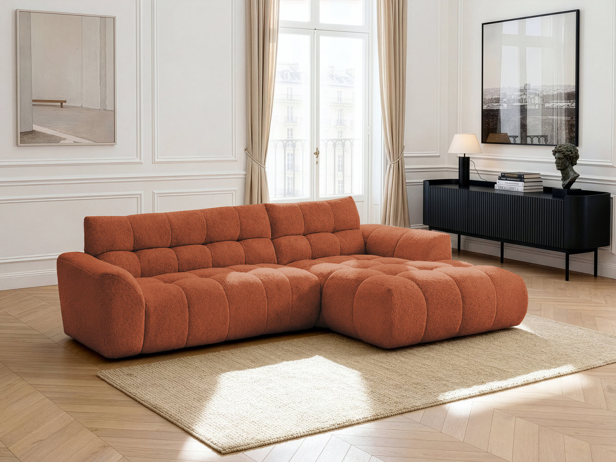 Bobochic Jaya Ecksofa Chenille Orange Ecke rechts