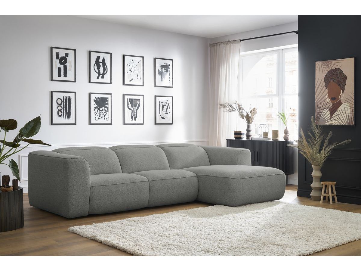 Bobochic William Ecksofa Melange-Stoff Hellgrau Ecke rechts