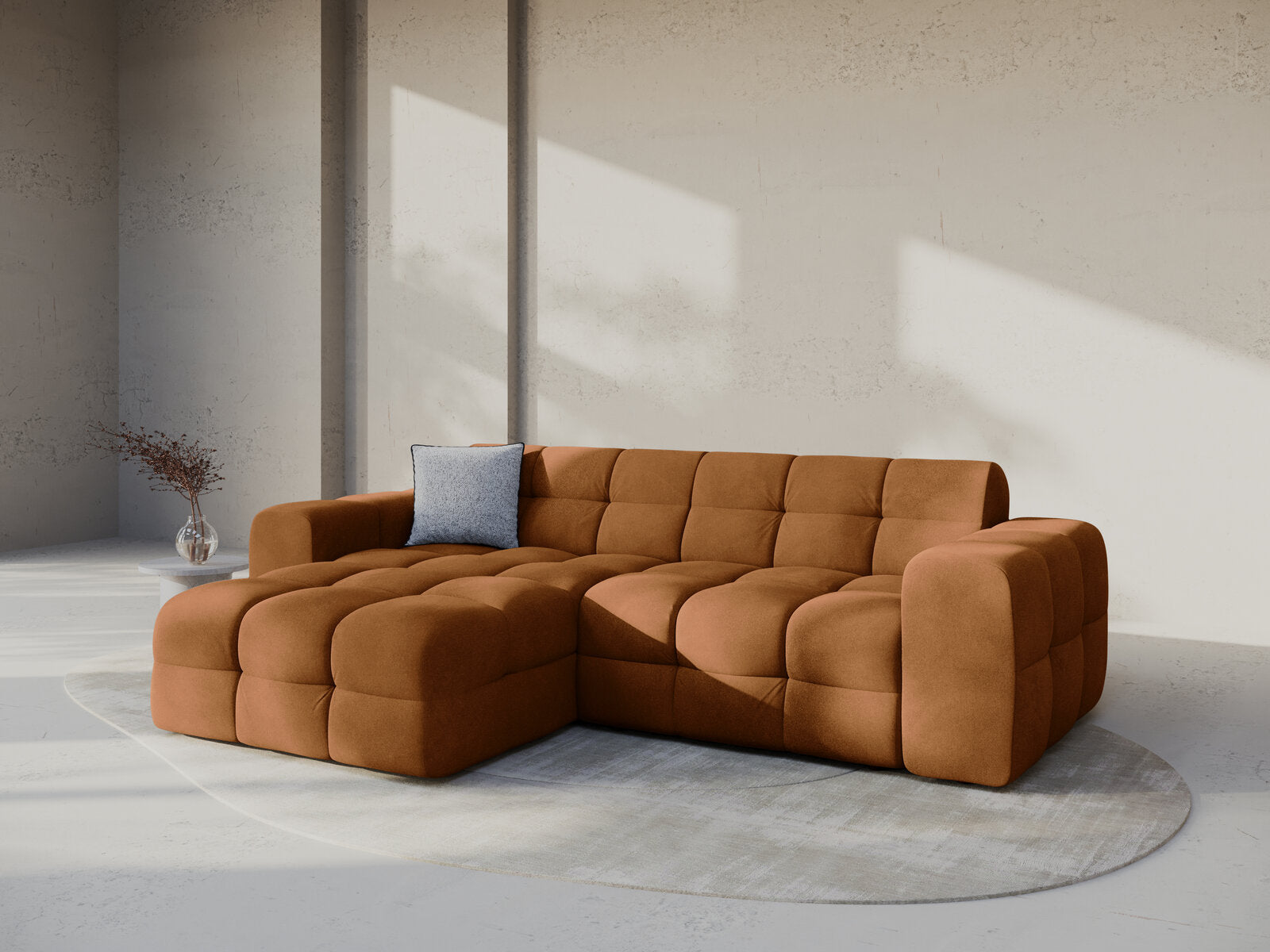 Micadoni Ecksofa Kendal 4-Sitzer Links Samt Kamel