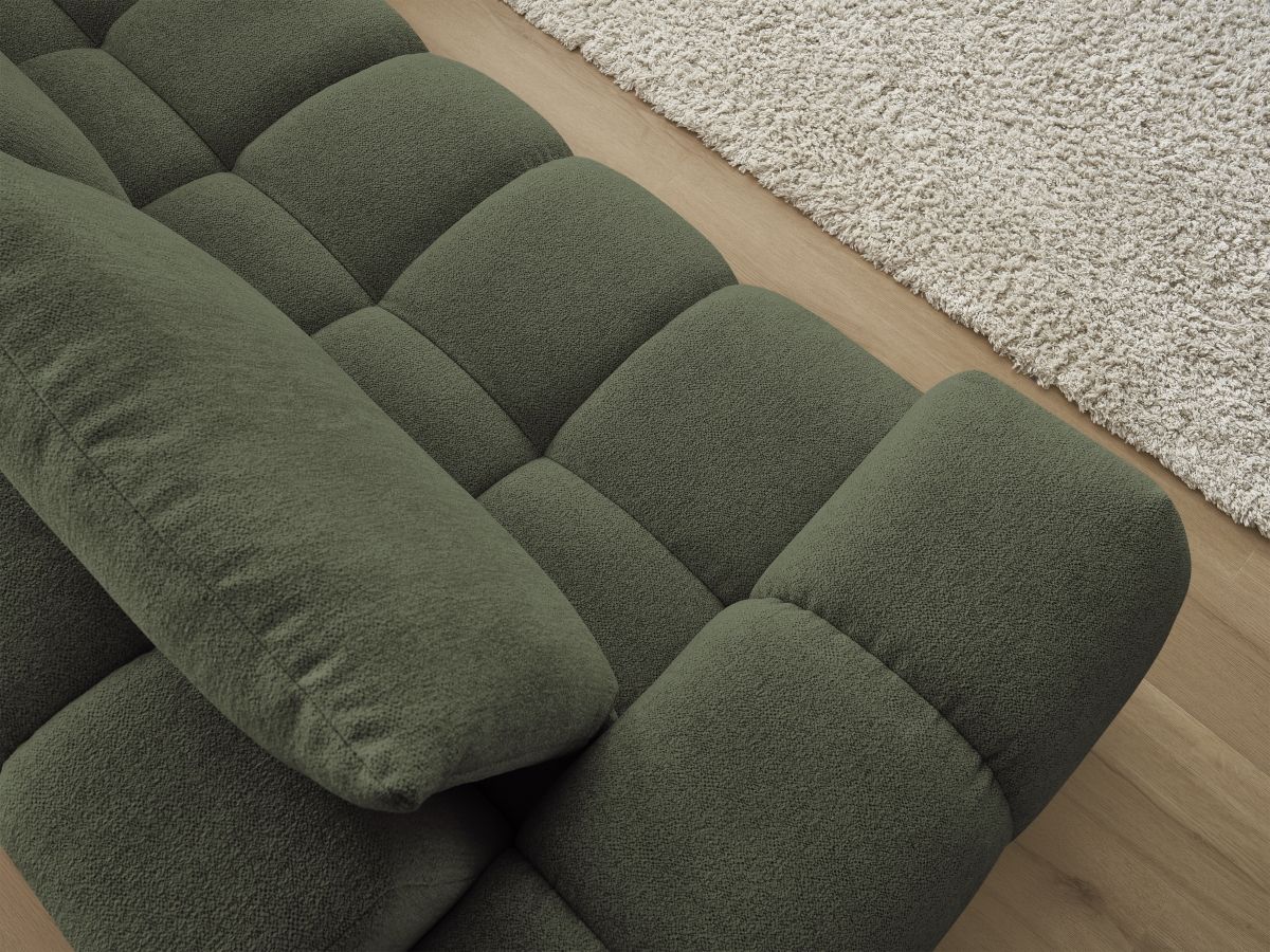 Bobochic Everest Ecksofa, 4 Kissen Melange-Stoff Grün Ecke rechts
