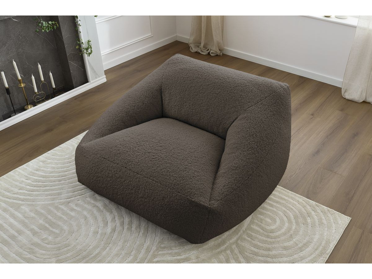 Bobochic Lilibet Pouf Bouclé-Stoff Braun