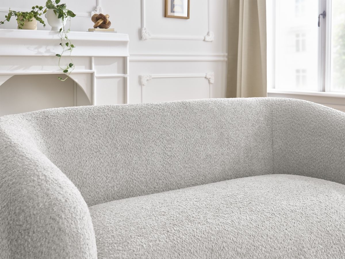 Bobochic Celine Sofa 2-Sitzer Bouclé-Stoff Hellgrau