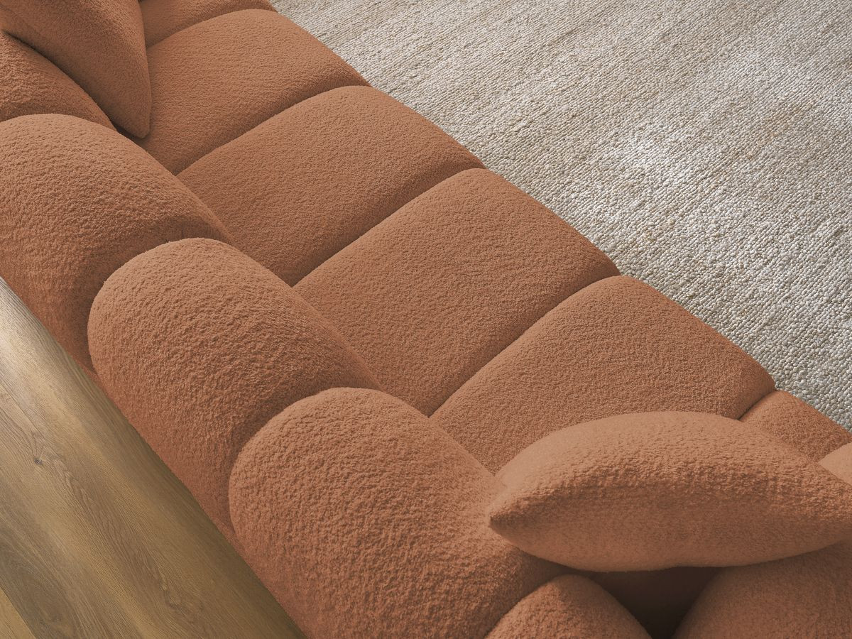 Bobochic Pamira Sofa 3-Sitzer Bouclé-Stoff Orange