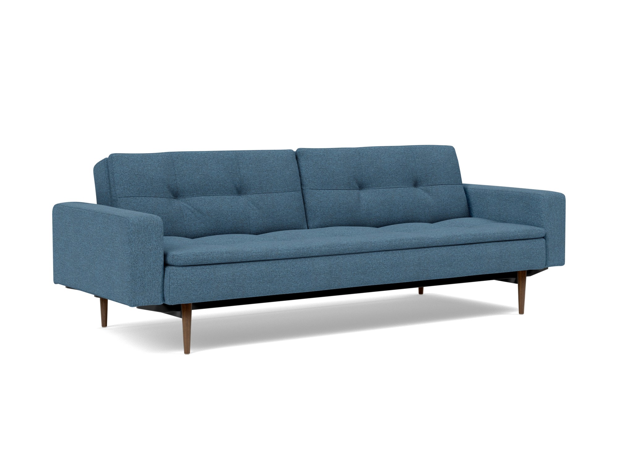 Schlafsofa Dublexo mit Armlehnen Strukturierter Stoff Weda 302-Weda-Blue Beine Styletto Eiche dunkel