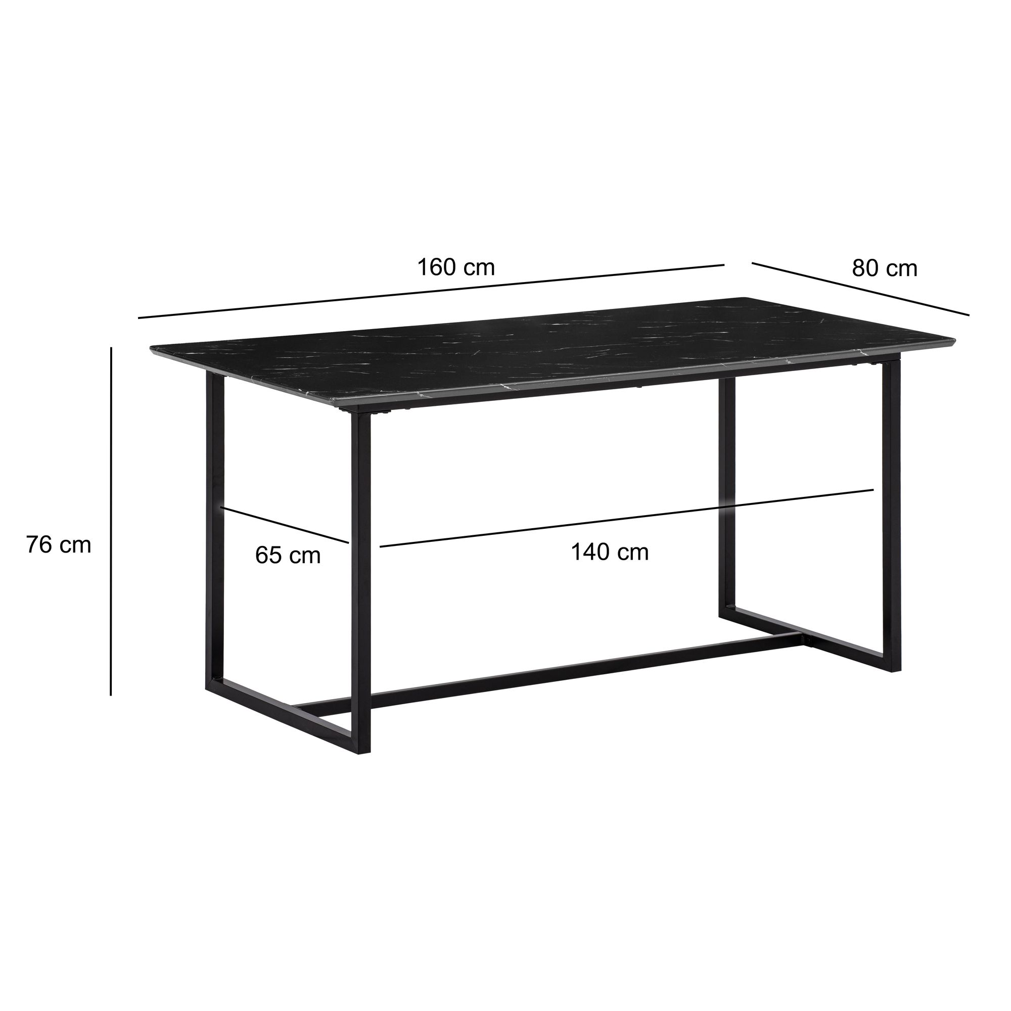 Esstisch Gjesdal Marmoroptik Schwarz 160 × 80 × 76 cm