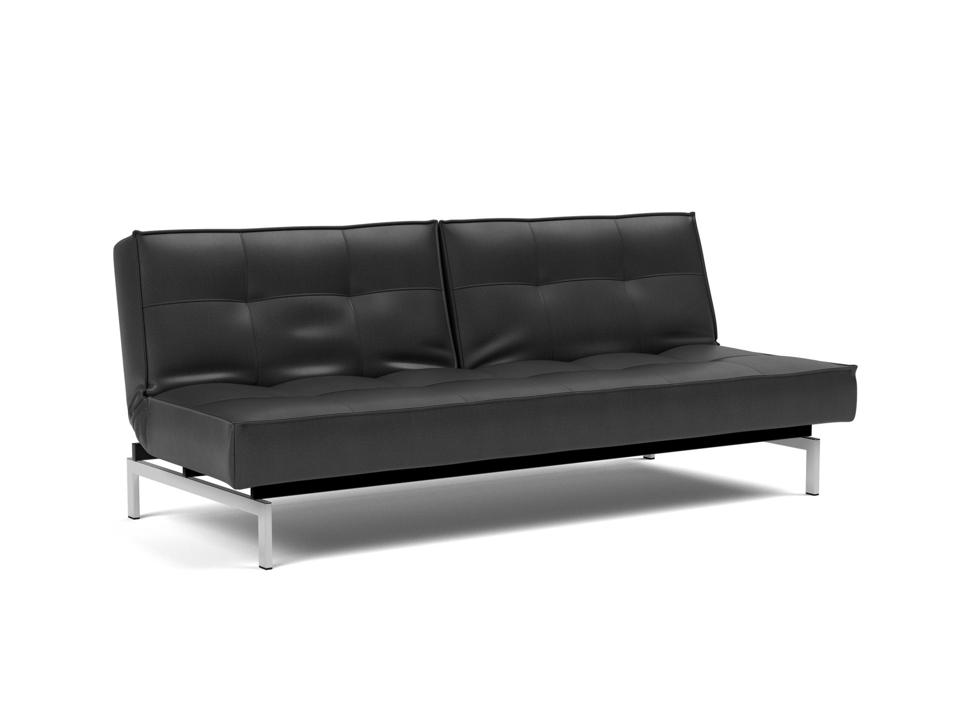 Schlafsofa Splitback Lederoptik Faunal 550-Black Beine Chrom