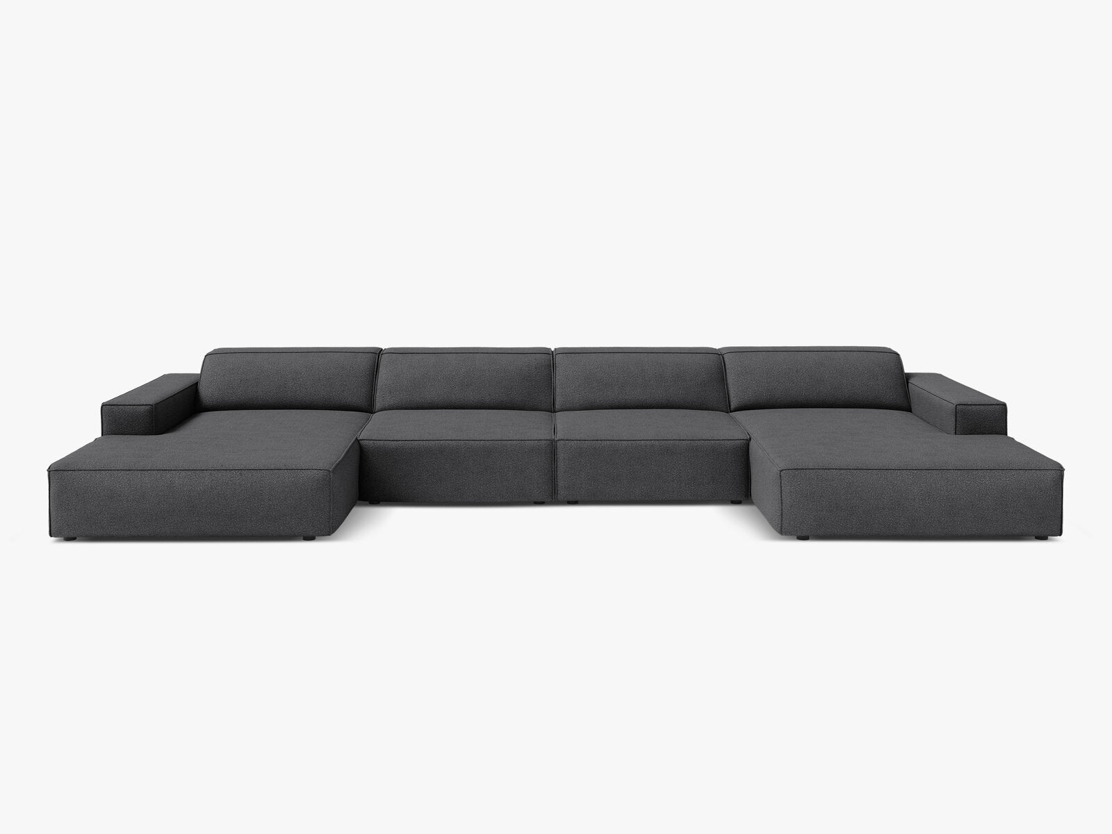 Micadoni Panorama-Sofa Jodie 6-Sitzer Boucle Baloo Dunkelgrau