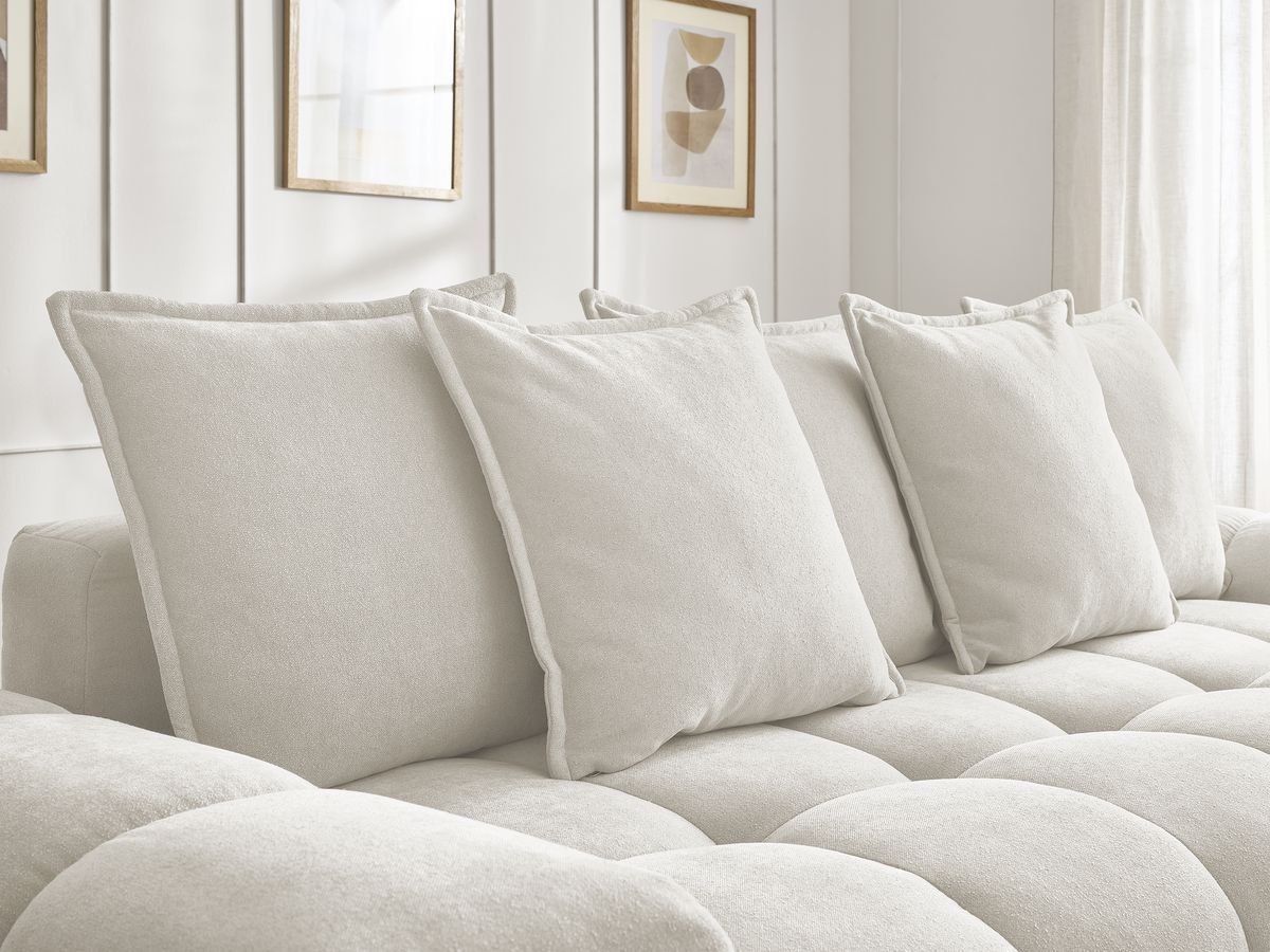 Bobochic Everest Sofa 3-Sitzer, 5 Kissen Strukturstoff Weiß
