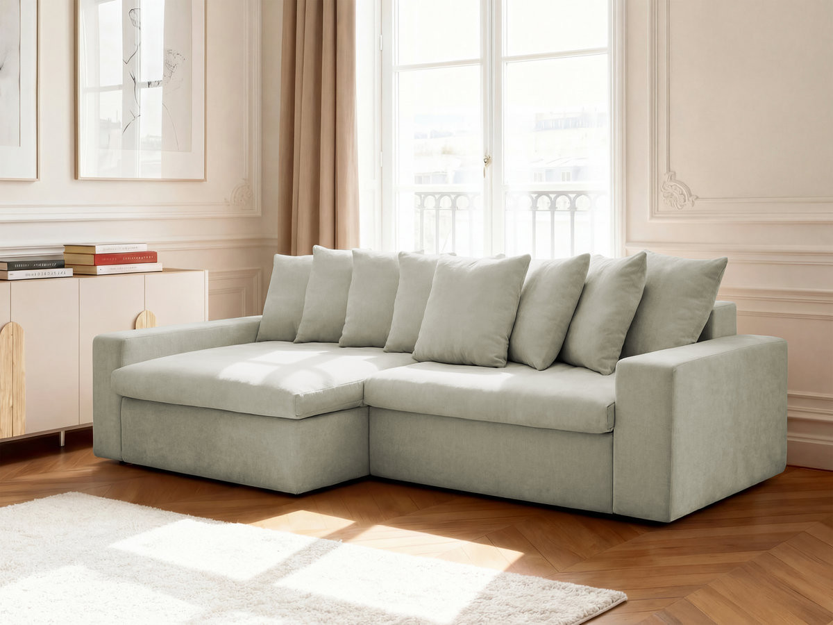 Bobochic Enore Ecksofa 330 × 100 cm Stoff Beige Ecke links