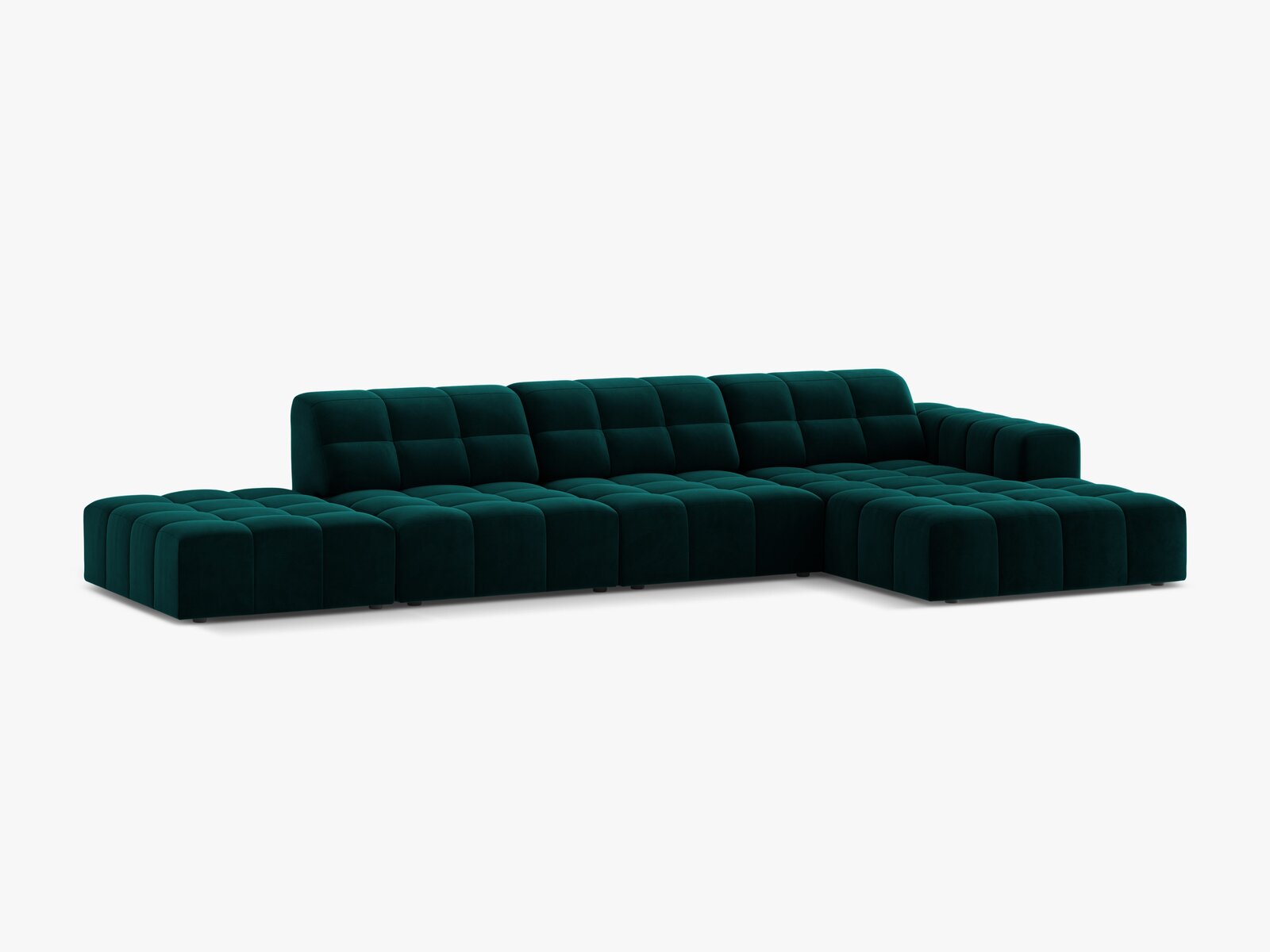 Micadoni Ecksofa Jennifer 5-Sitzer Rechts Samt Venus Dunkel Petrol