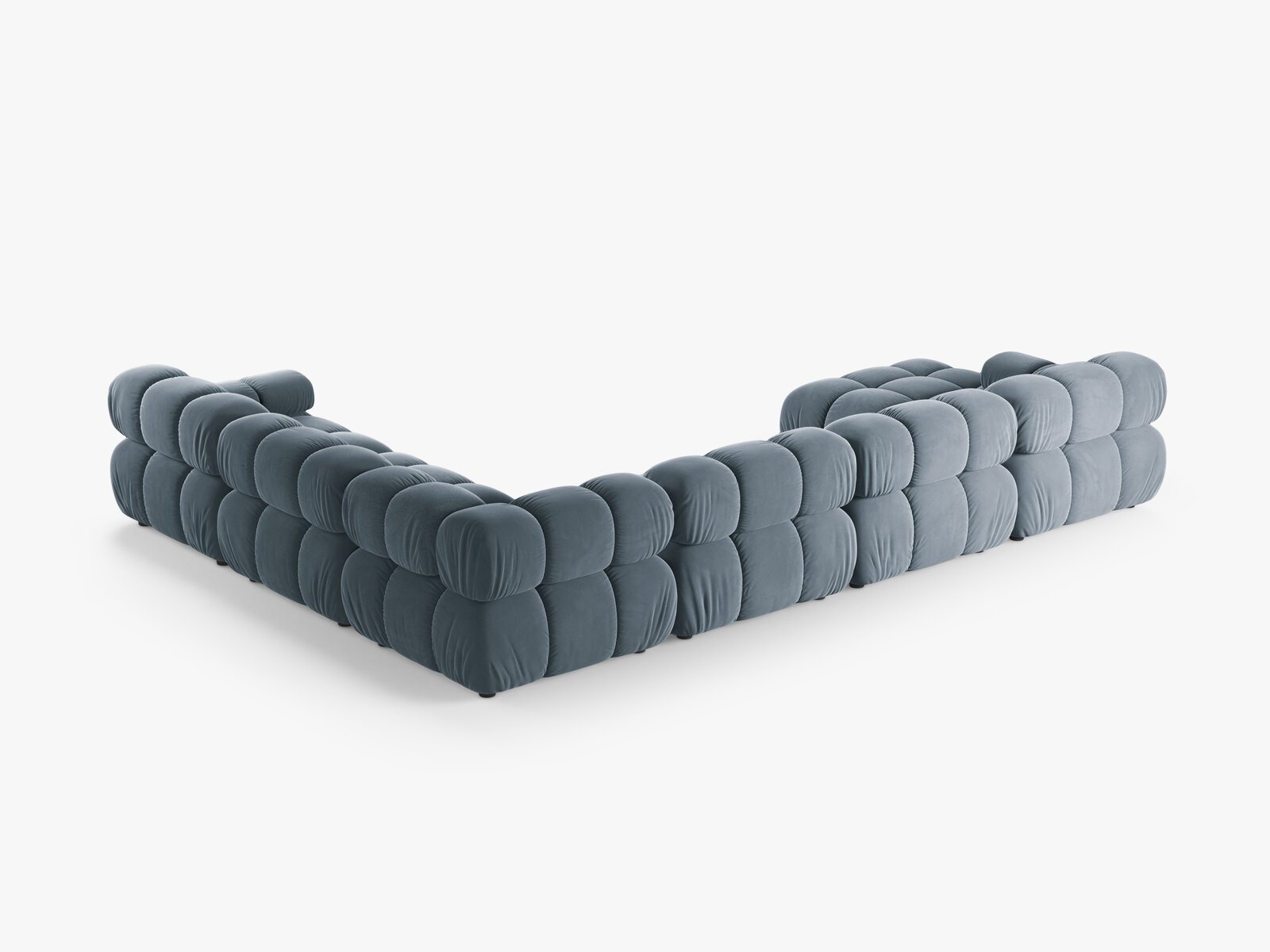 Micadoni Modulares Panorama Ecksofa Bellis 8-Sitzer Rechts Samt Bluvel Hellblau
