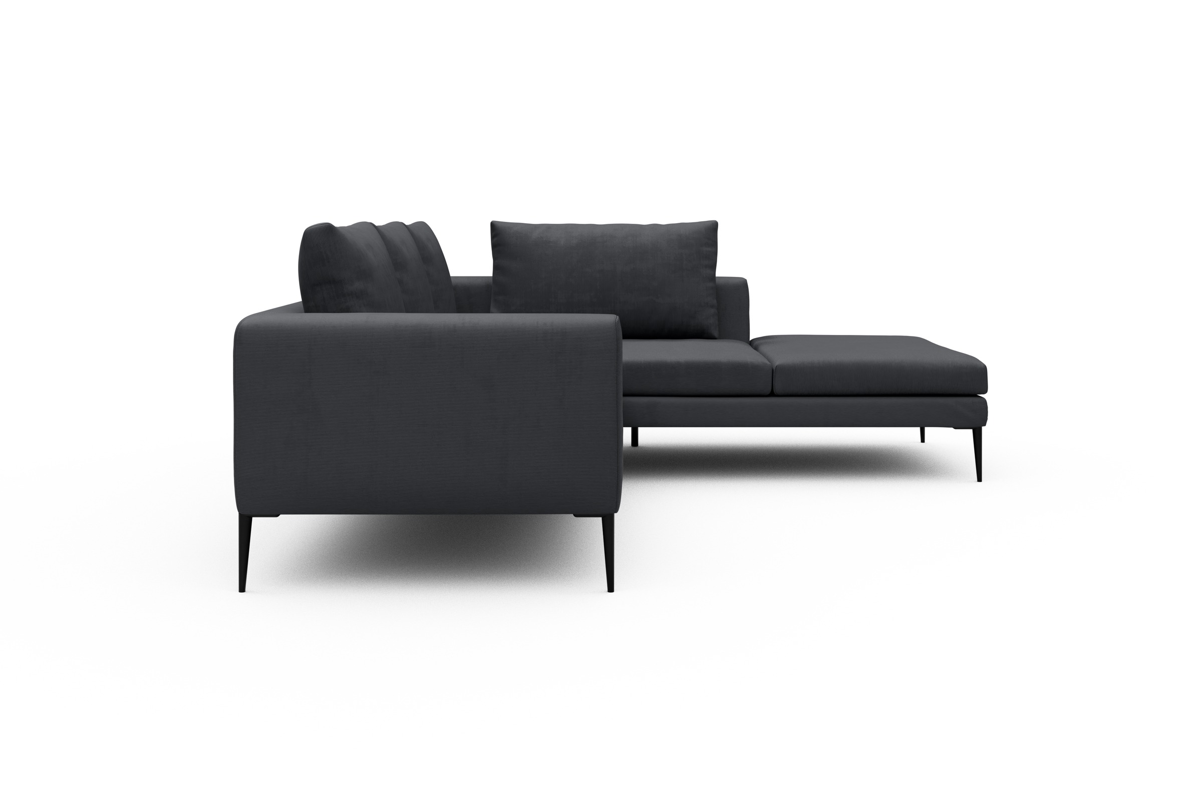 Ecksofa Paul Relax-Ecke rechts mit 2-Sitzer Cordufine-Slate-Grey