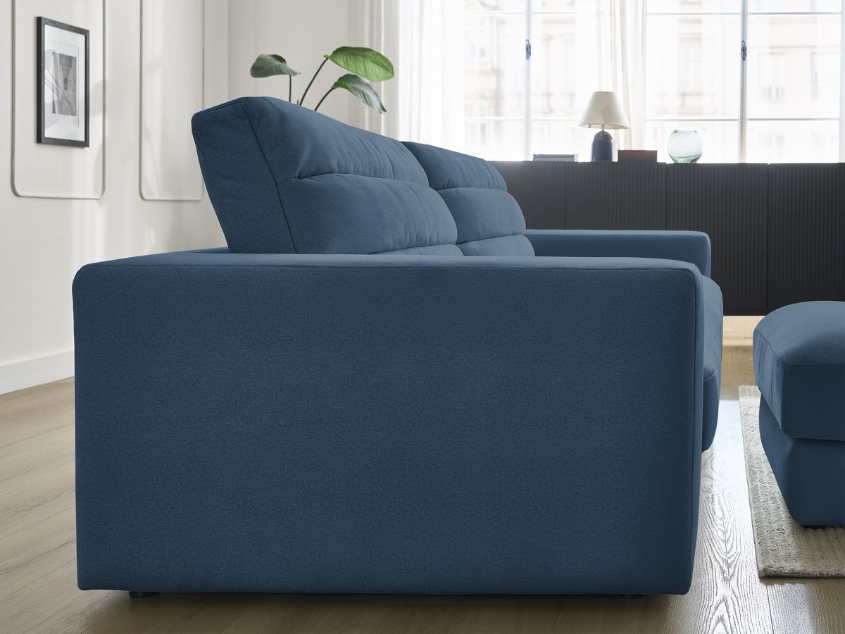 Bobochic Sierra Sofa 4-Sitzer mit Pouf Samt Dunkelblau