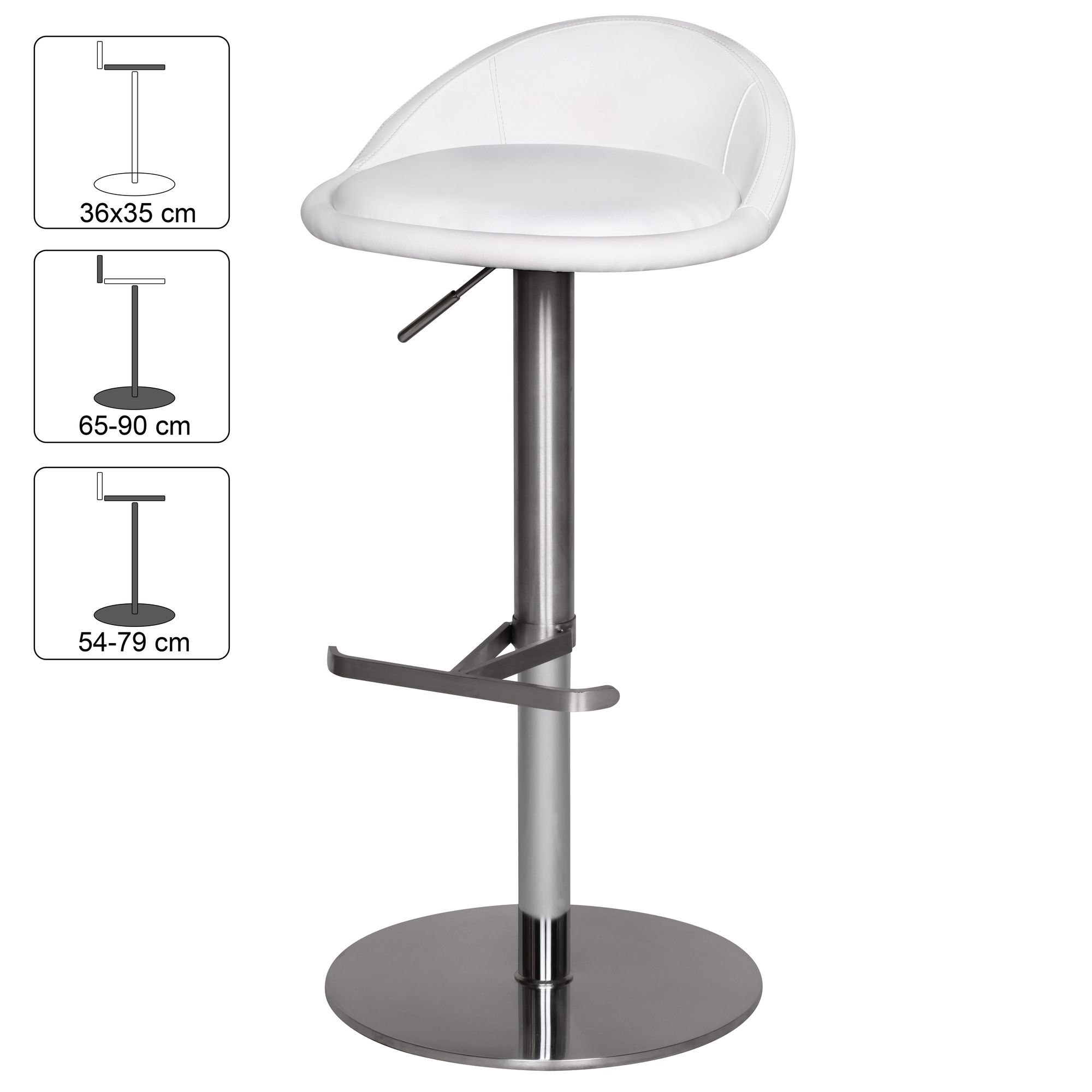 Barhocker Vigra Metall Weiß Ø 43 × H 90 cm