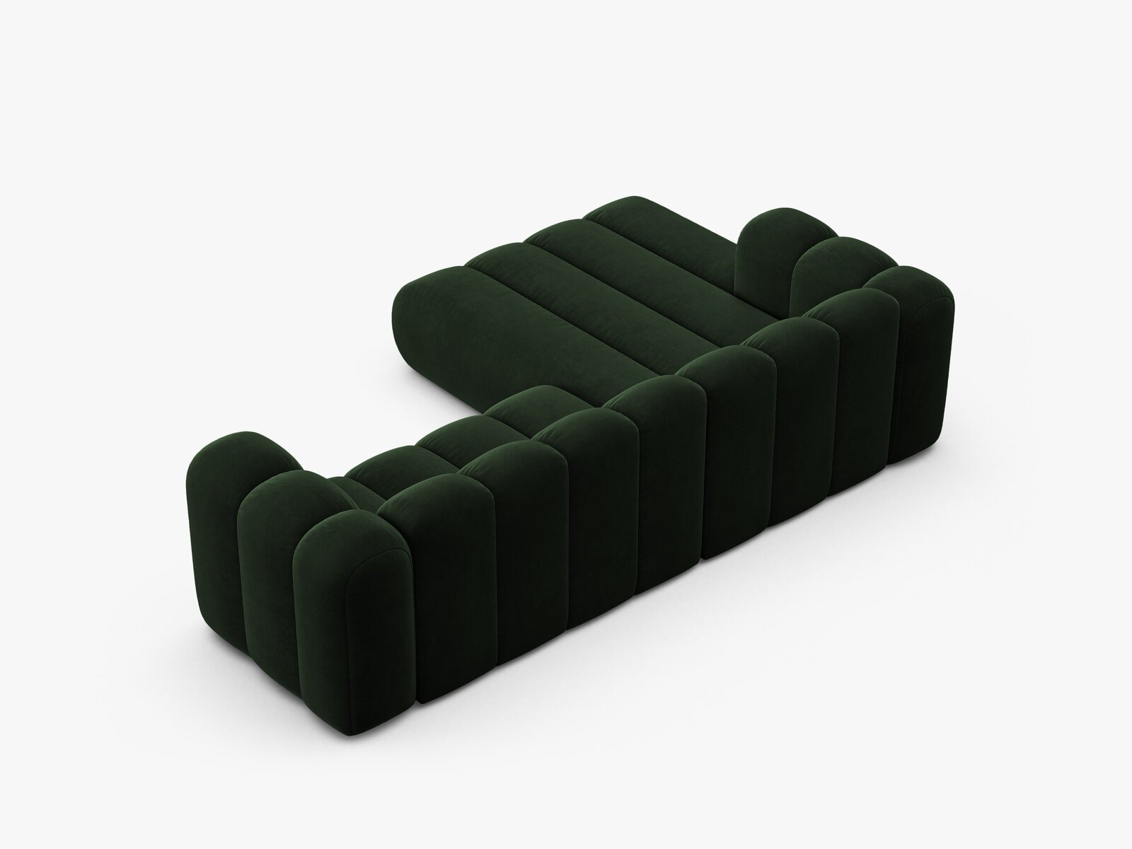 Micadoni Modulares Ecksofa Lupine 4-Sitzer mittelgroß Links Samt Venus Flaschengrün