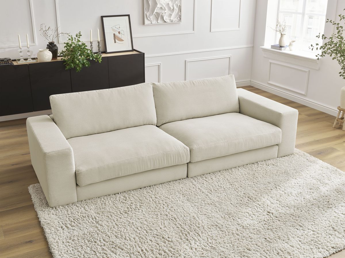 Bobochic Leonard Sofa 3-Sitzer 274 × 109 cm Strukturstoff Beige