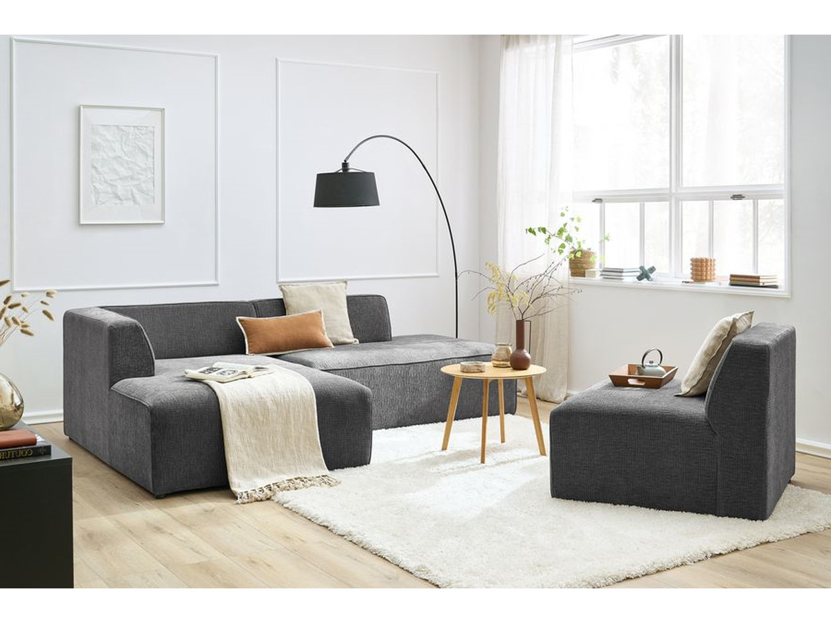 Bobochic Megeve Ecksofa Strukturstoff Dunkelgrau Ecke links