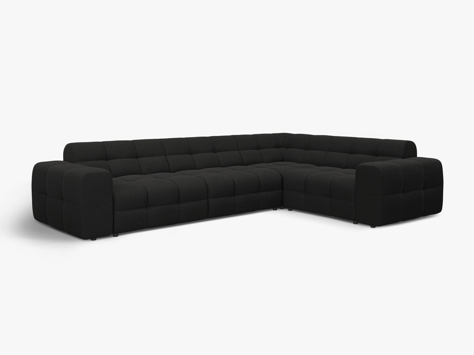 Micadoni Ecksofa Kendal 6-Sitzer Rechts Strukturierter Stoff Schwarz