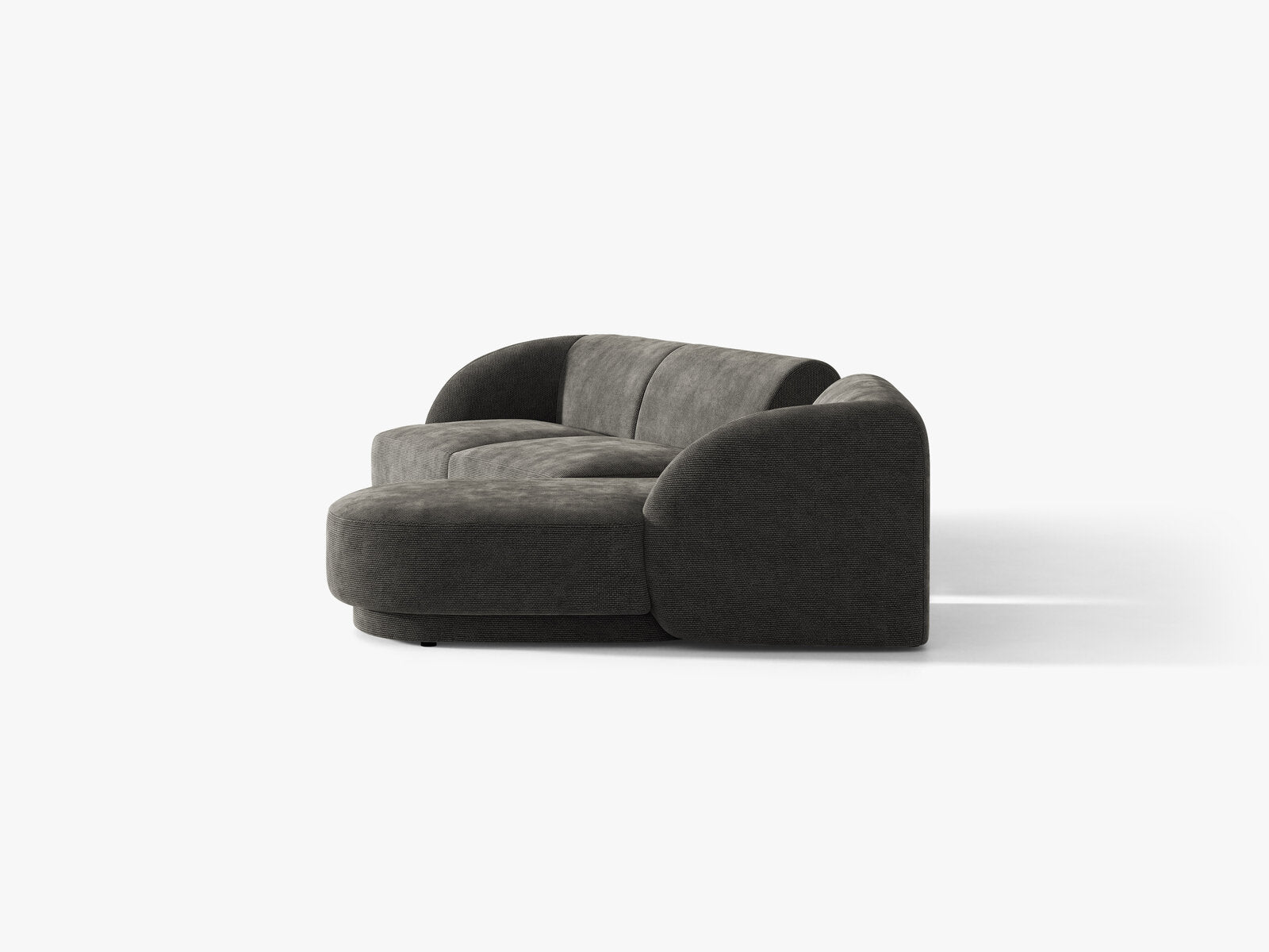 Micadoni Modulares Sofa Miley mit Recamiere 3-Sitzer Rechts Chenille Eden Dunkelgrau