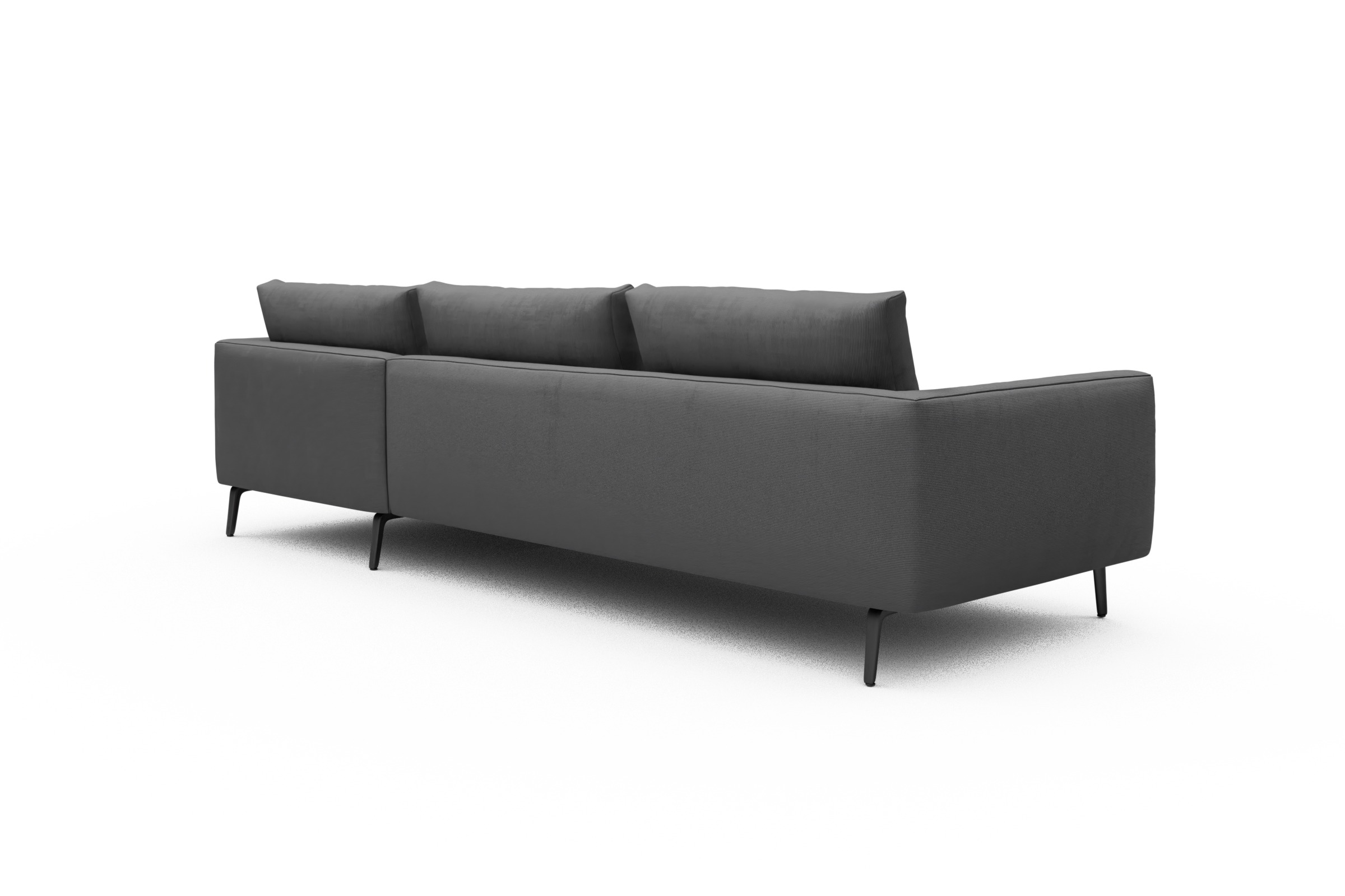 Ecksofa Karl Chaiselongue rechts mit 2,5-Sitzer Cordufine-Grey