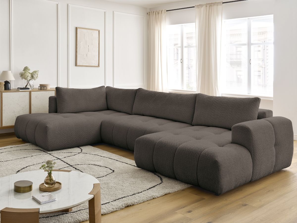 Bobochic Fuji Wohnlandschaft Bouclé-Stoff Braun Ecke rechts