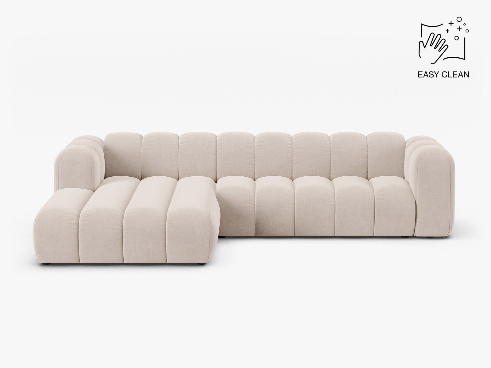 Micadoni Modulares Ecksofa Lupine 4-Sitzer Samt Venus Helles Beige Links