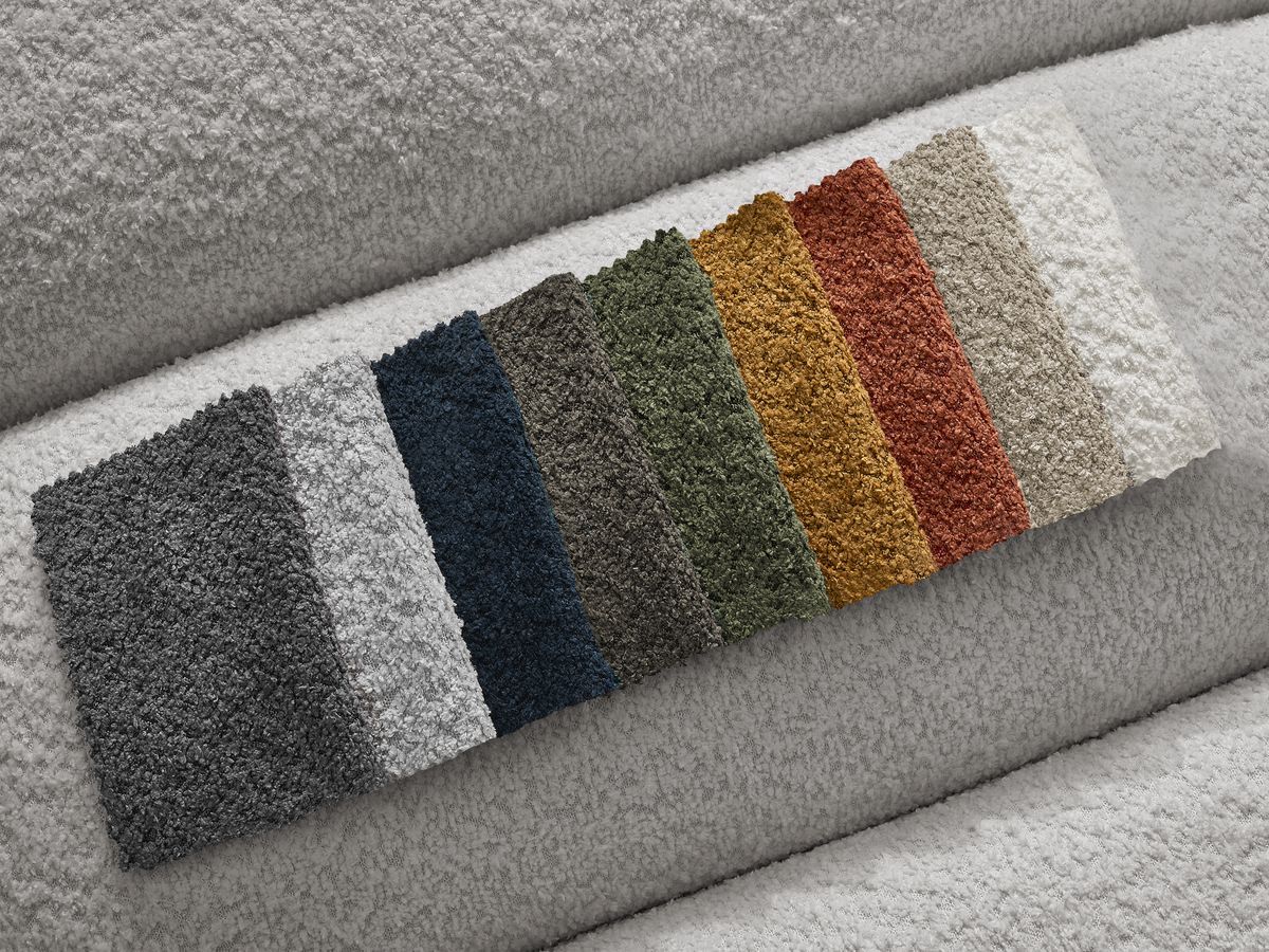Bobochic Annecy Ecksofa Bouclé-Stoff Hellgrau Ecke rechts