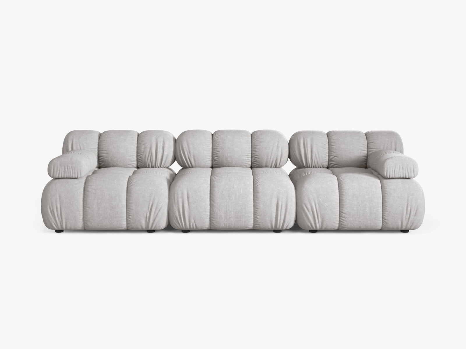 Micadoni Modulares Sofa Bellis 3-Sitzer Strukturierter Stoff Liberty Hellgrau