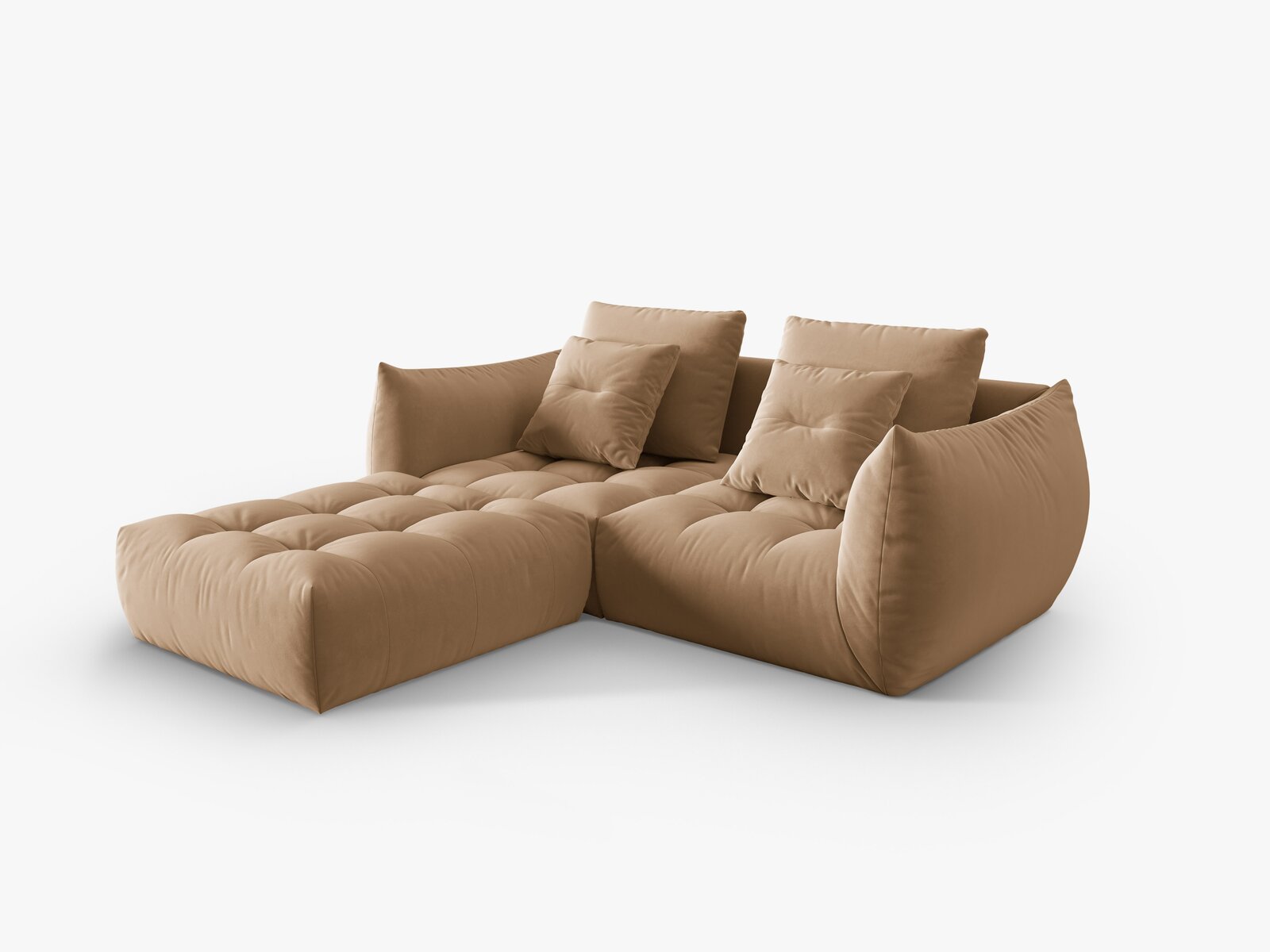 Micadoni Ecksofa Bloom 3-Sitzer Samt Sand