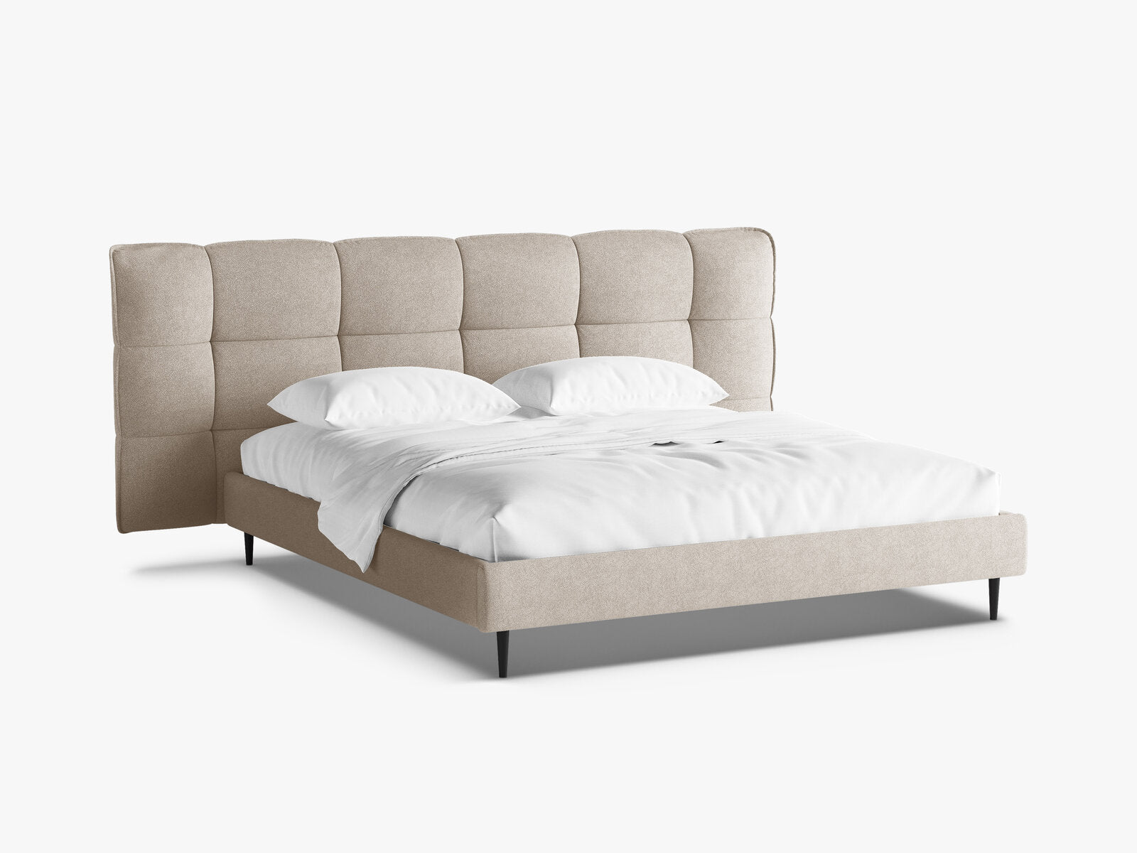 Micadoni Stauraumbett mit Kopfteil Eric with legs Boucle Sicuro Dunkelbeige 180x200